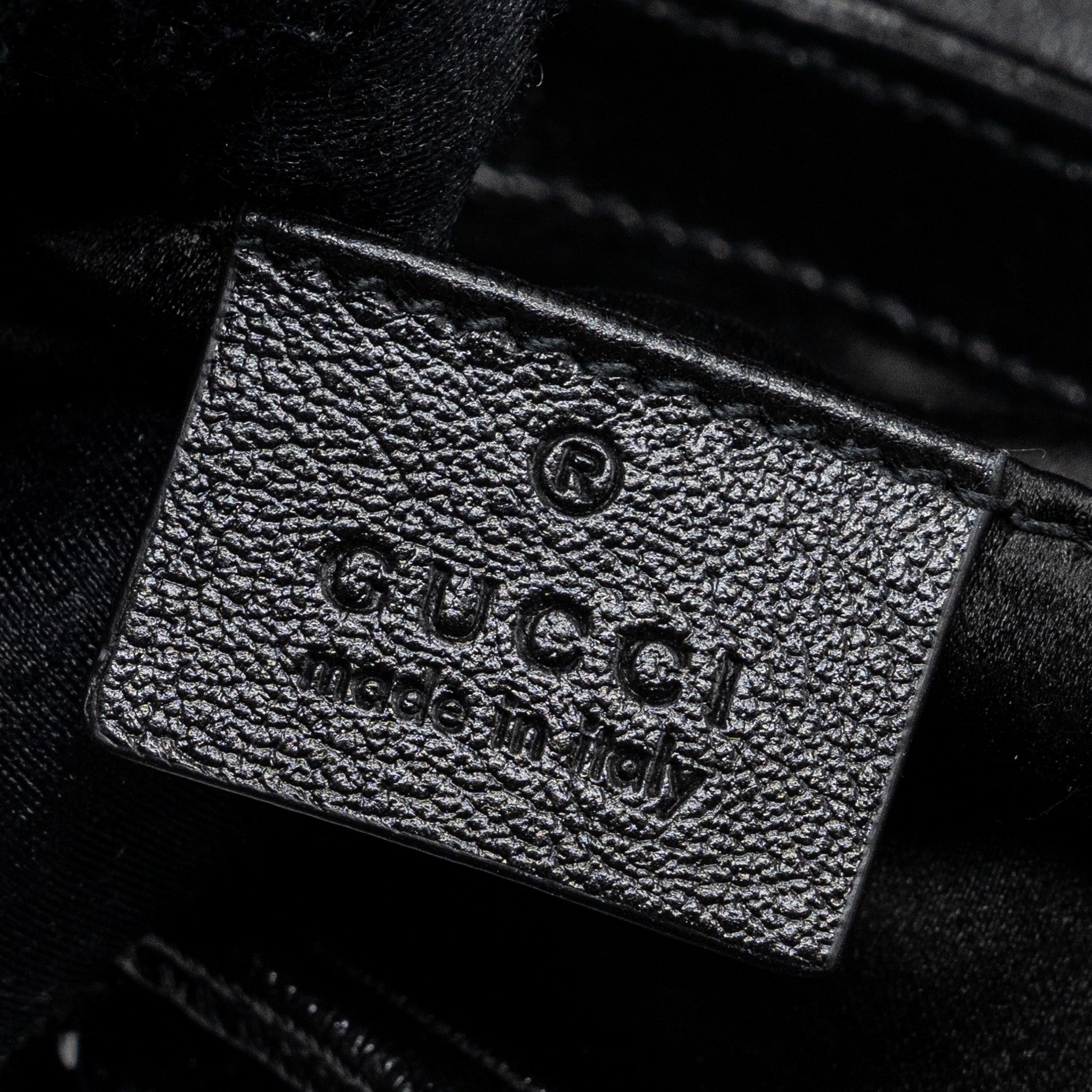 GUCCI MINI GG MARMONT MATELASSE BAG SEQUIN BLACK SHW