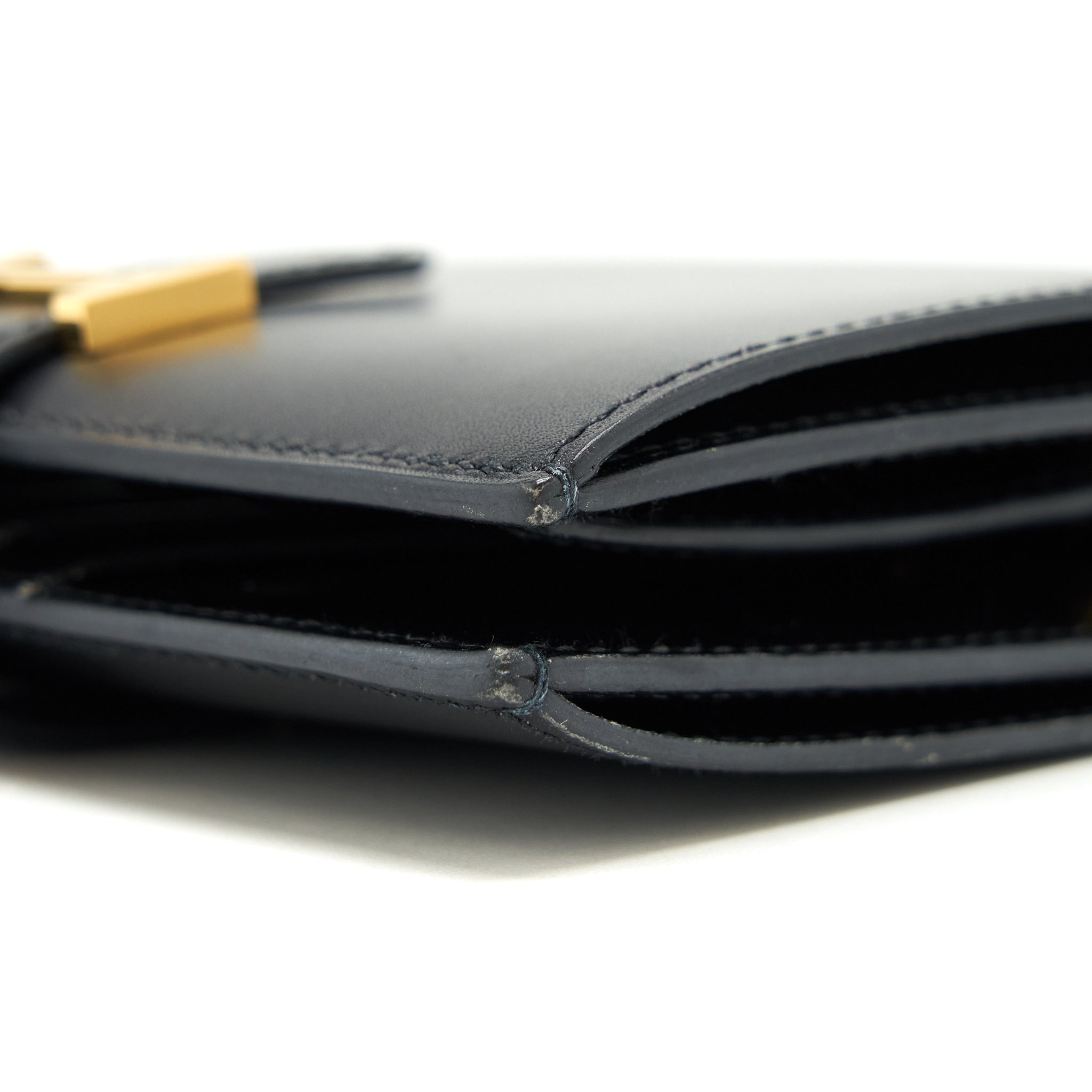 HERMES BEARN COMPACT WALLET BOX CALFSKIN BLACK GHW