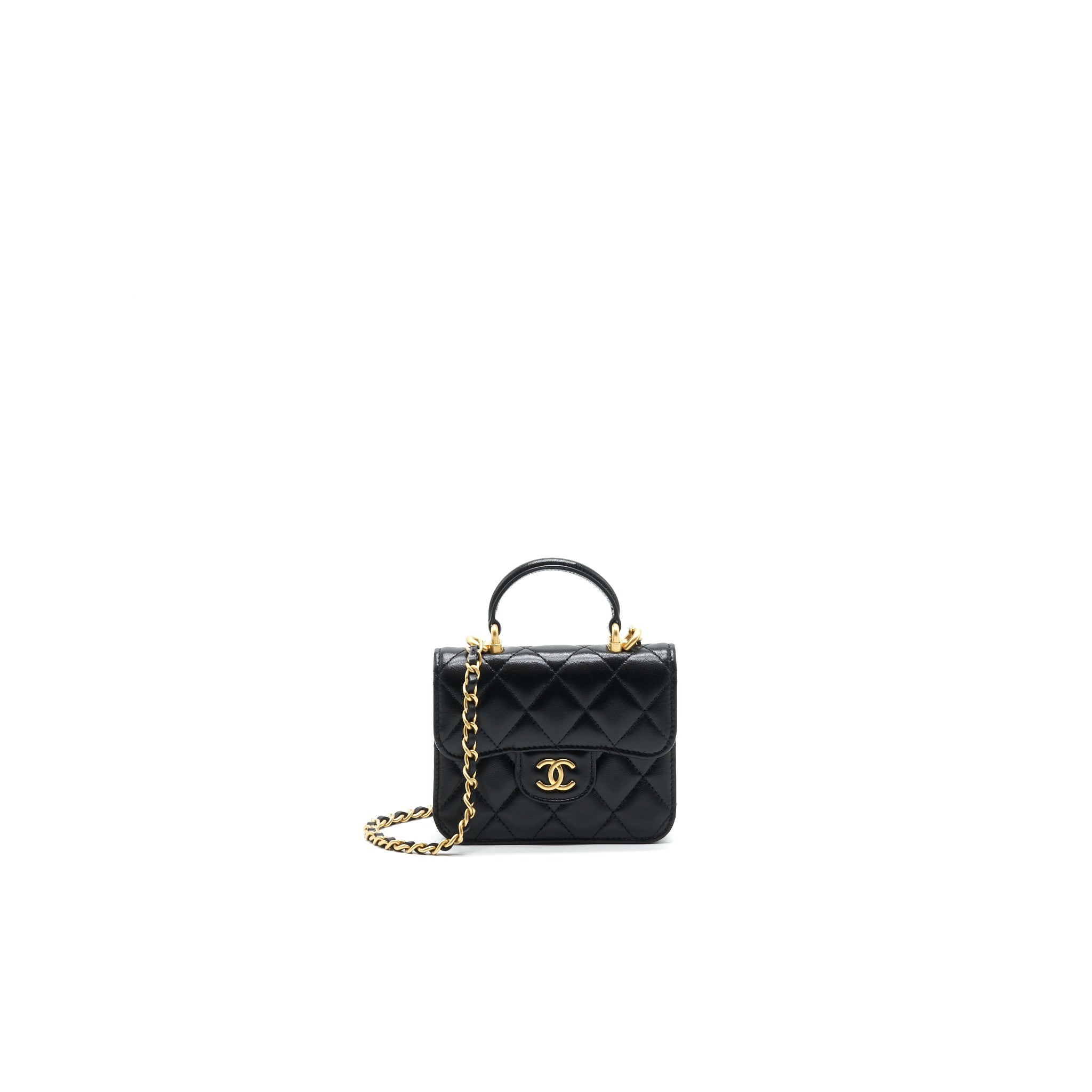 CHANEL 2021 FLAP COIN PURSE WITH CHAIN BLACK GHW
