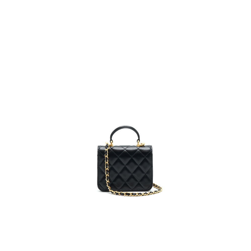 CHANEL 2021 FLAP COIN PURSE WITH CHAIN BLACK GHW
