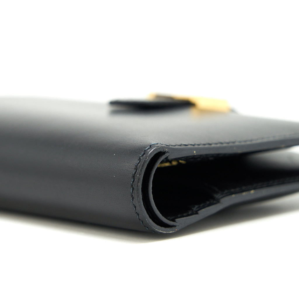 HERMES BEARN COMPACT WALLET BOX CALFSKIN BLACK GHW