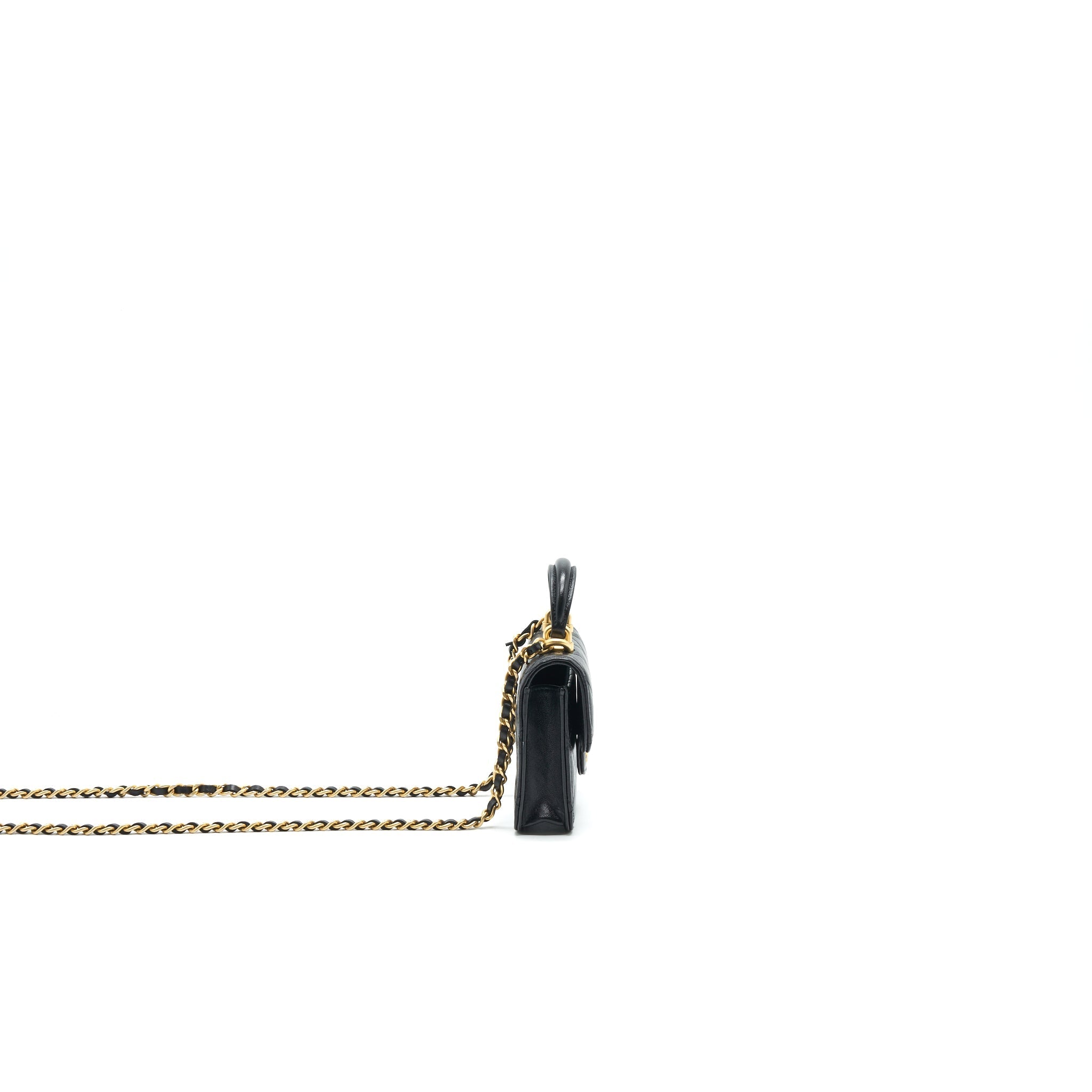 CHANEL 2021 FLAP COIN PURSE WITH CHAIN BLACK GHW