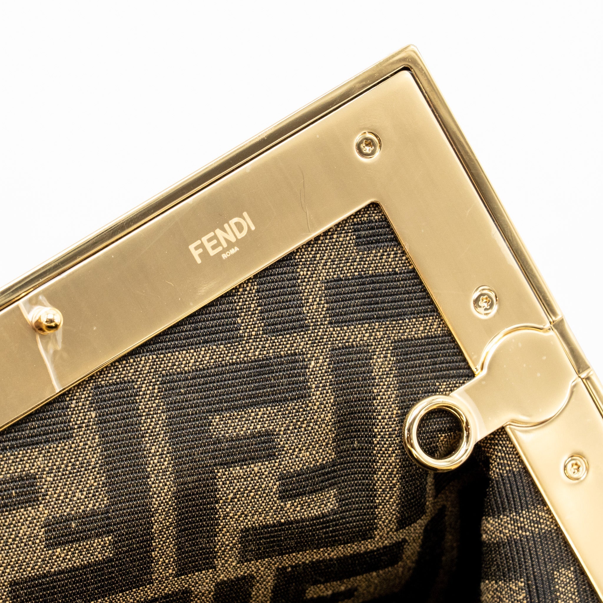 FENDI SMALL FENDI FIRST CLUTCH BAG NAPPA BROWN GHW