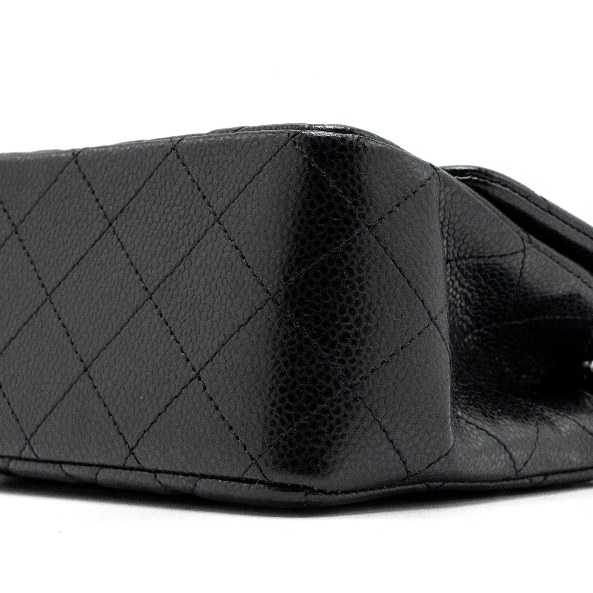 CHANEL CLASSIC MINI SQUARE FLAP BAG CAVIAR BLACK SHW
