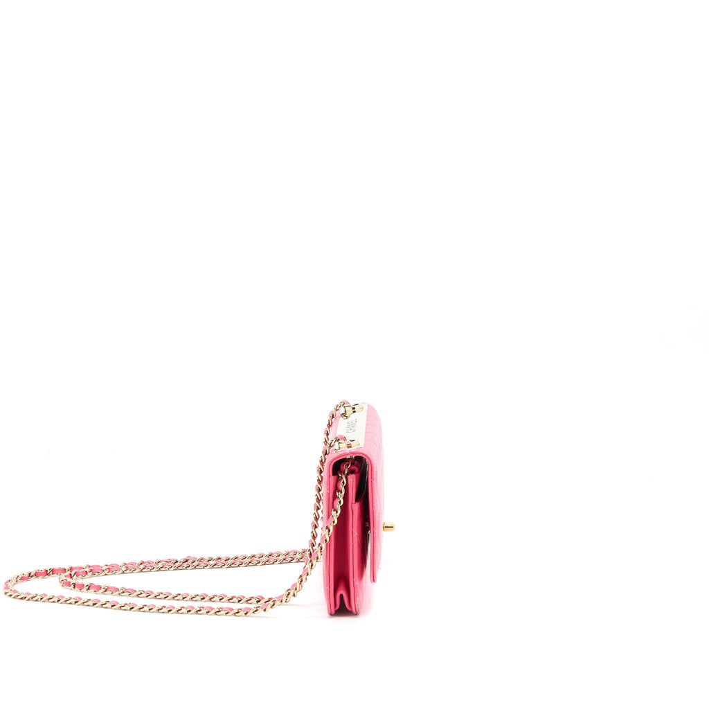CHANEL TRENDY CC WALLET ON CHAIN LAMBSKIN PINK LGHW