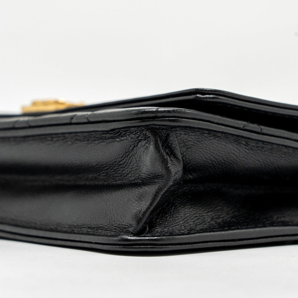 CHANEL BOY WALLET ON CHAIN LAMBSKIN BLACK GHW