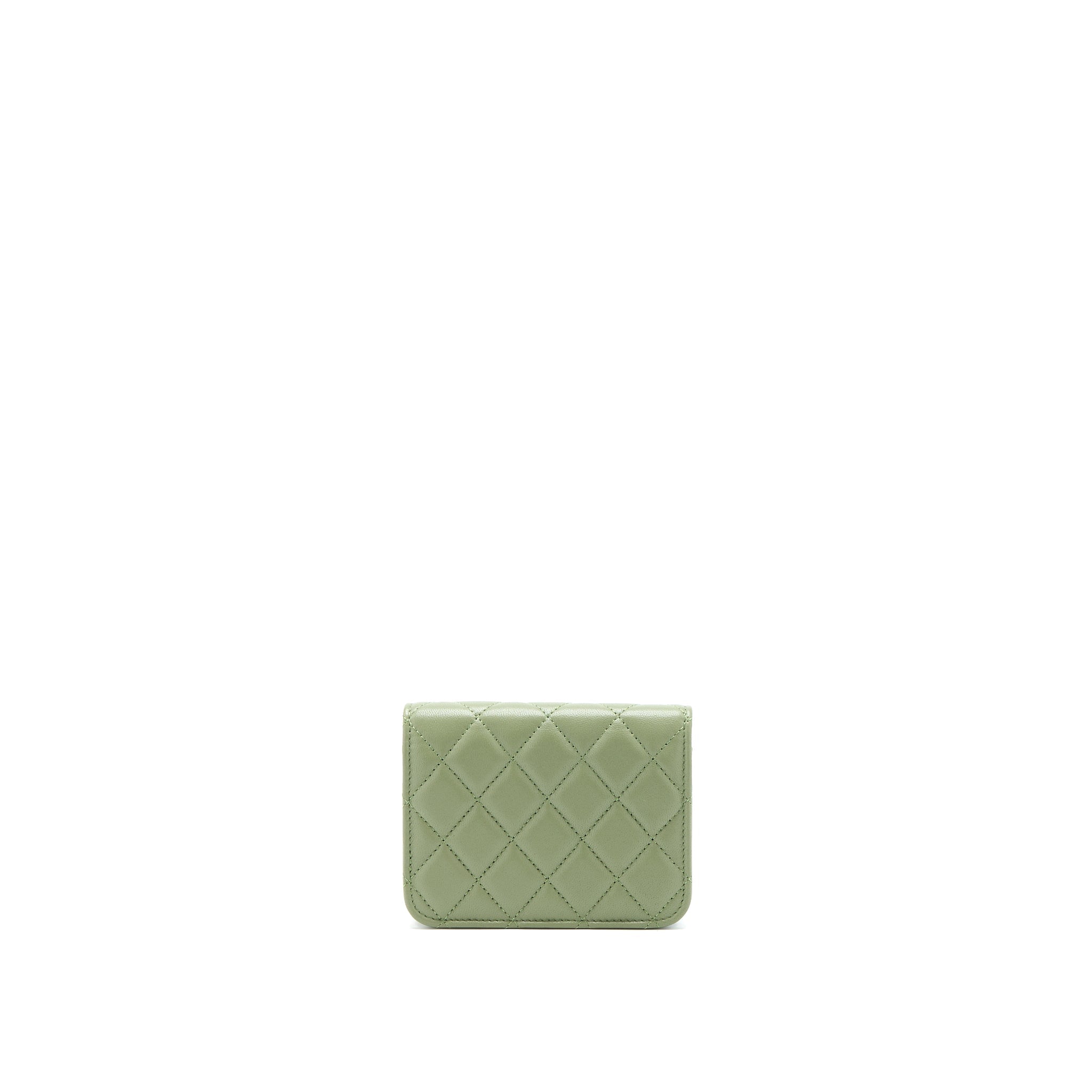 CHANEL PEARL CRUSH MINI FLAP BAG LAMBSKIN GREEN GHW