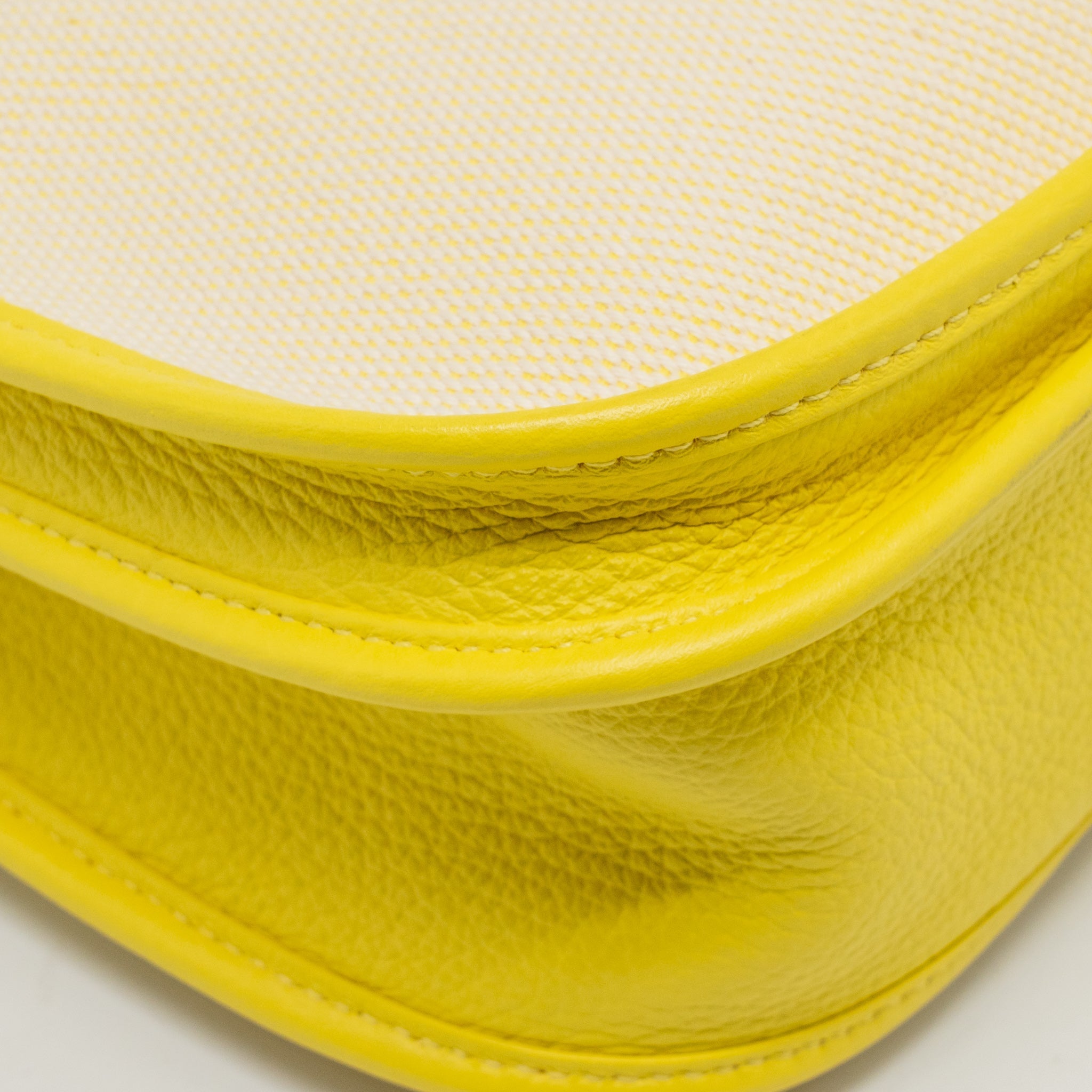 HERMES EVELYNE 29 BAG CANVAS/CLEMENCE ECRU-CITRON/LIME SHW