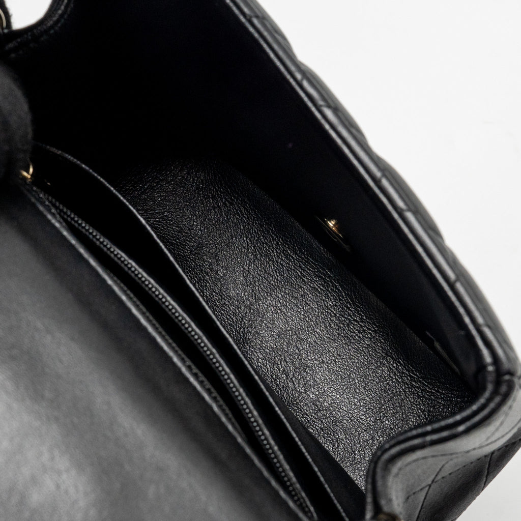 CHANEL MINI SQUARE FLAP BAG LAMBSKIN BLACK GHW