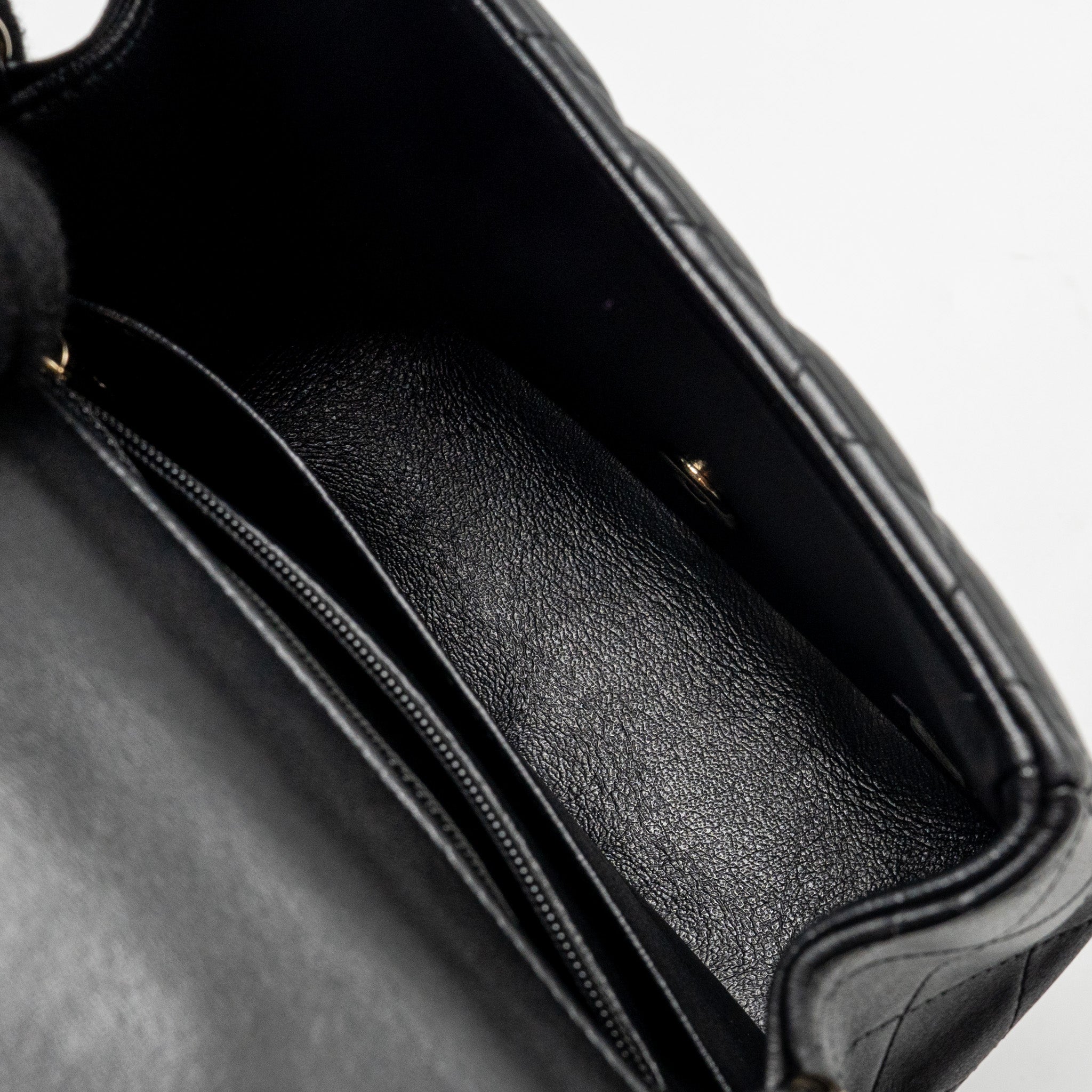 CHANEL MINI SQUARE FLAP BAG LAMBSKIN BLACK GHW