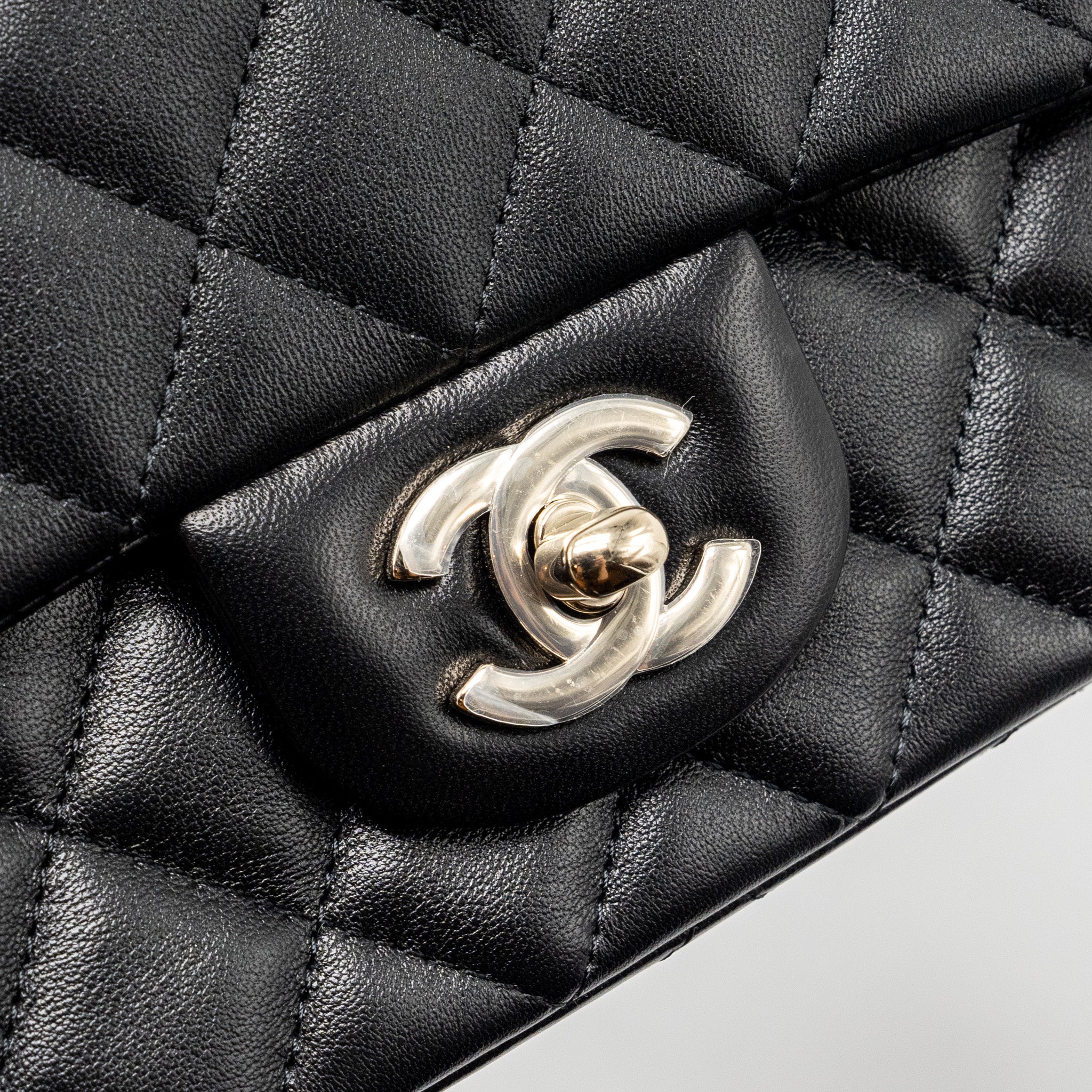 CHANEL MINI RECTANGULAR FLAP BAG LAMBSKIN BLACK LGHW (MICROCHIP)