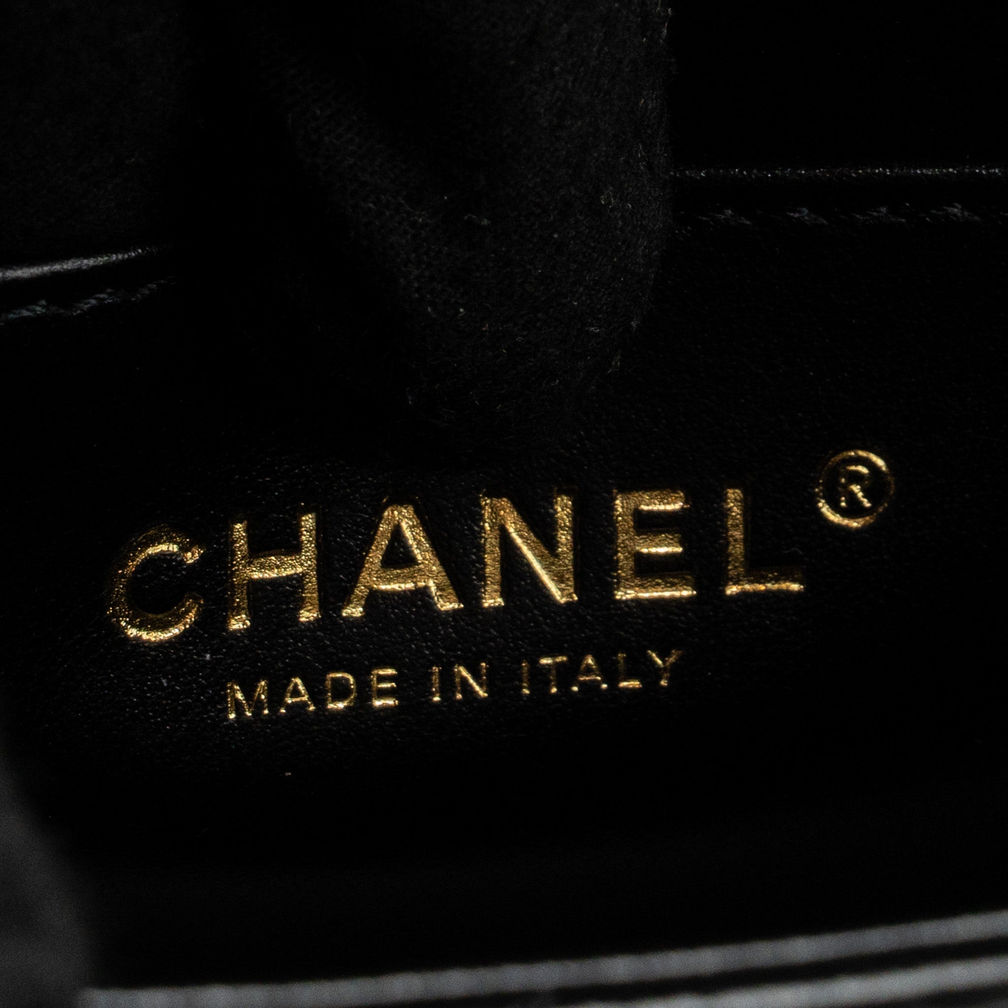 CHANEL 24C GOLD CRUSH MINI FLAP BAG CALFSKIN BLACK GHW (MICROCHIP)