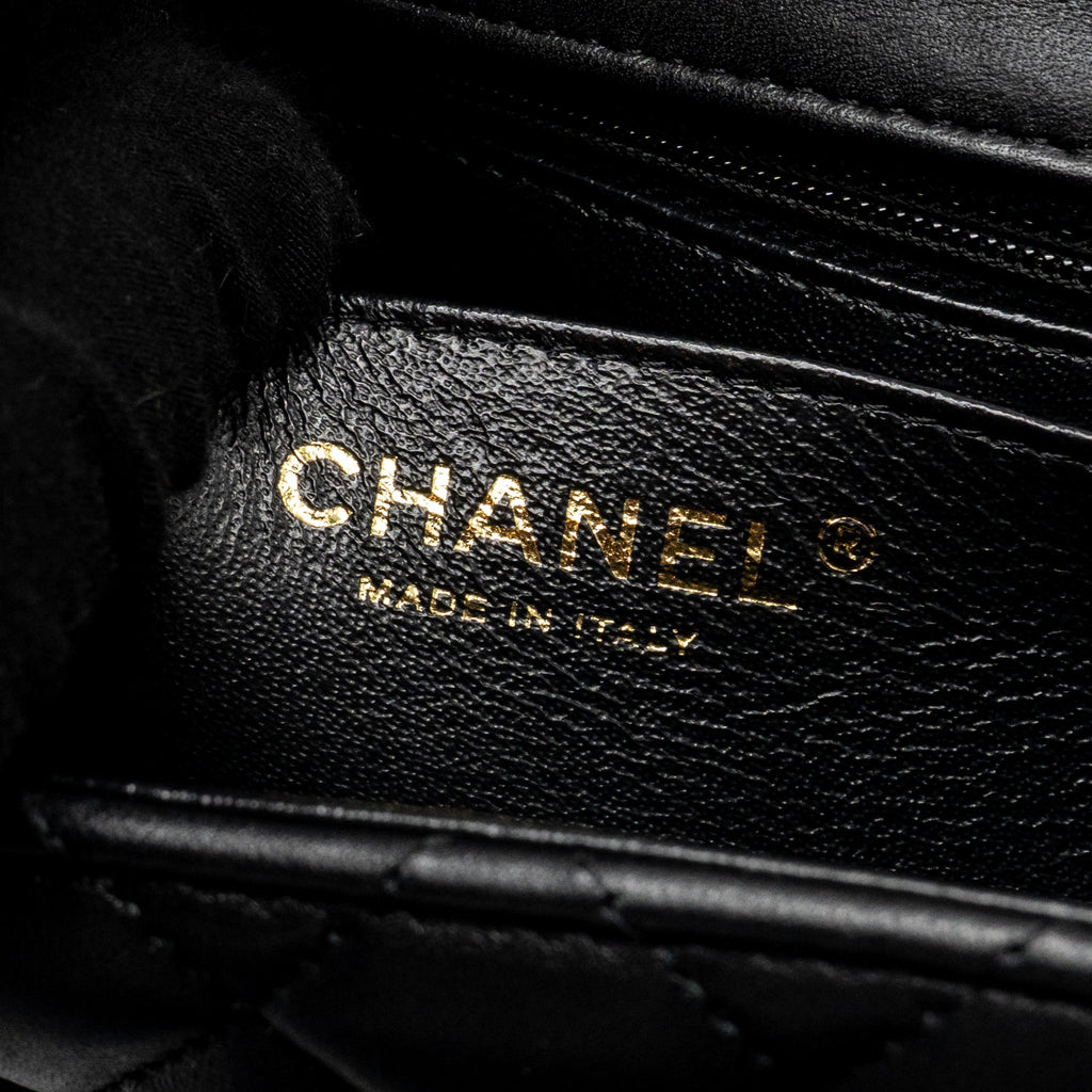 CHANEL MINI SQUARE FLAP BAG LAMBSKIN BLACK GHW