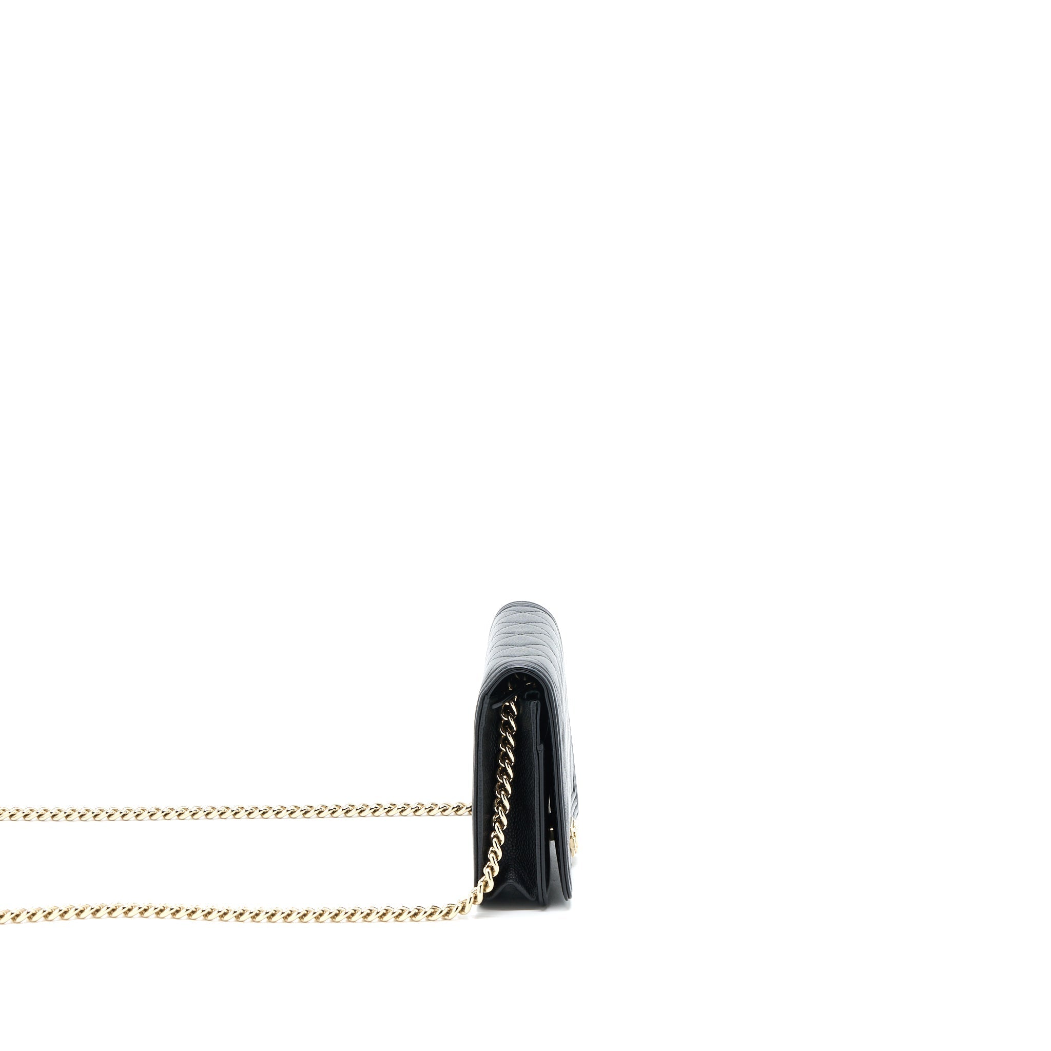 CHANEL BOY WALLET ON CHAIN CAVIAR BLACK LGHW