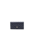 CHANEL CLASSIC FLAP LONG WALLET CAVIAR DARK BLUE LGHW