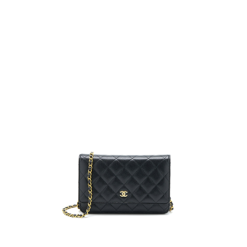 CHANEL CLASSIC WALLET ON CHAIN CAVIAR BLACK GHW (MICROCHIP)