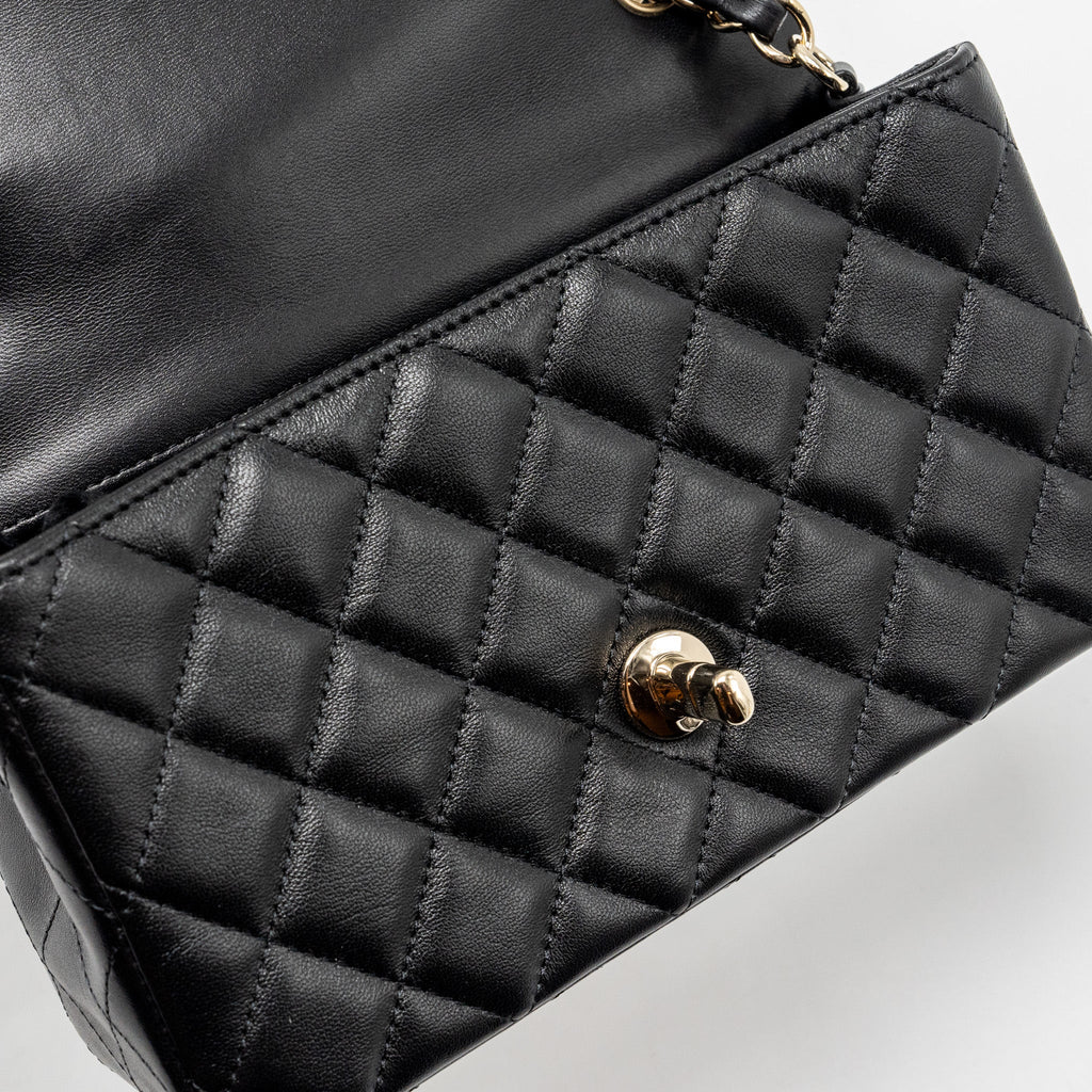 CHANEL MINI RECTANGULAR FLAP BAG LAMBSKIN BLACK LGHW (MICROCHIP)