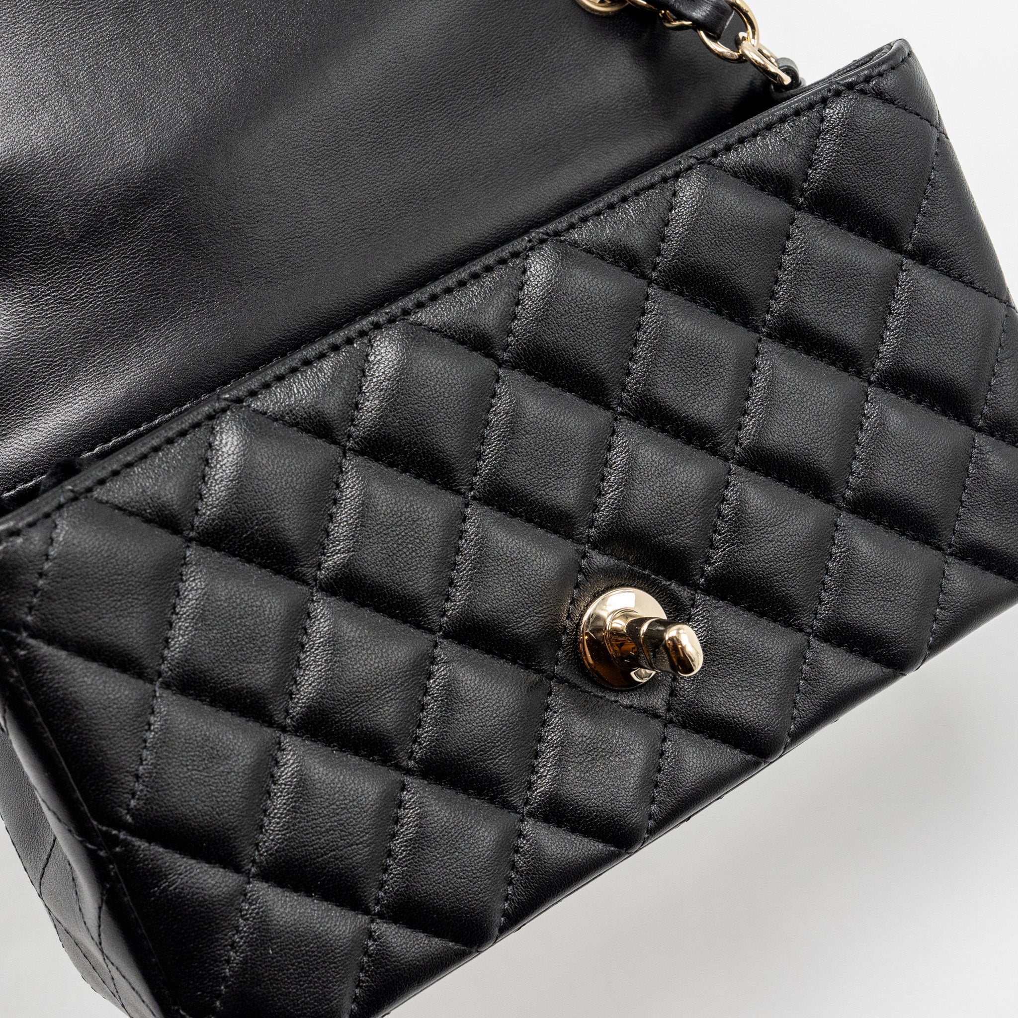 CHANEL MINI RECTANGULAR FLAP BAG LAMBSKIN BLACK LGHW (MICROCHIP)