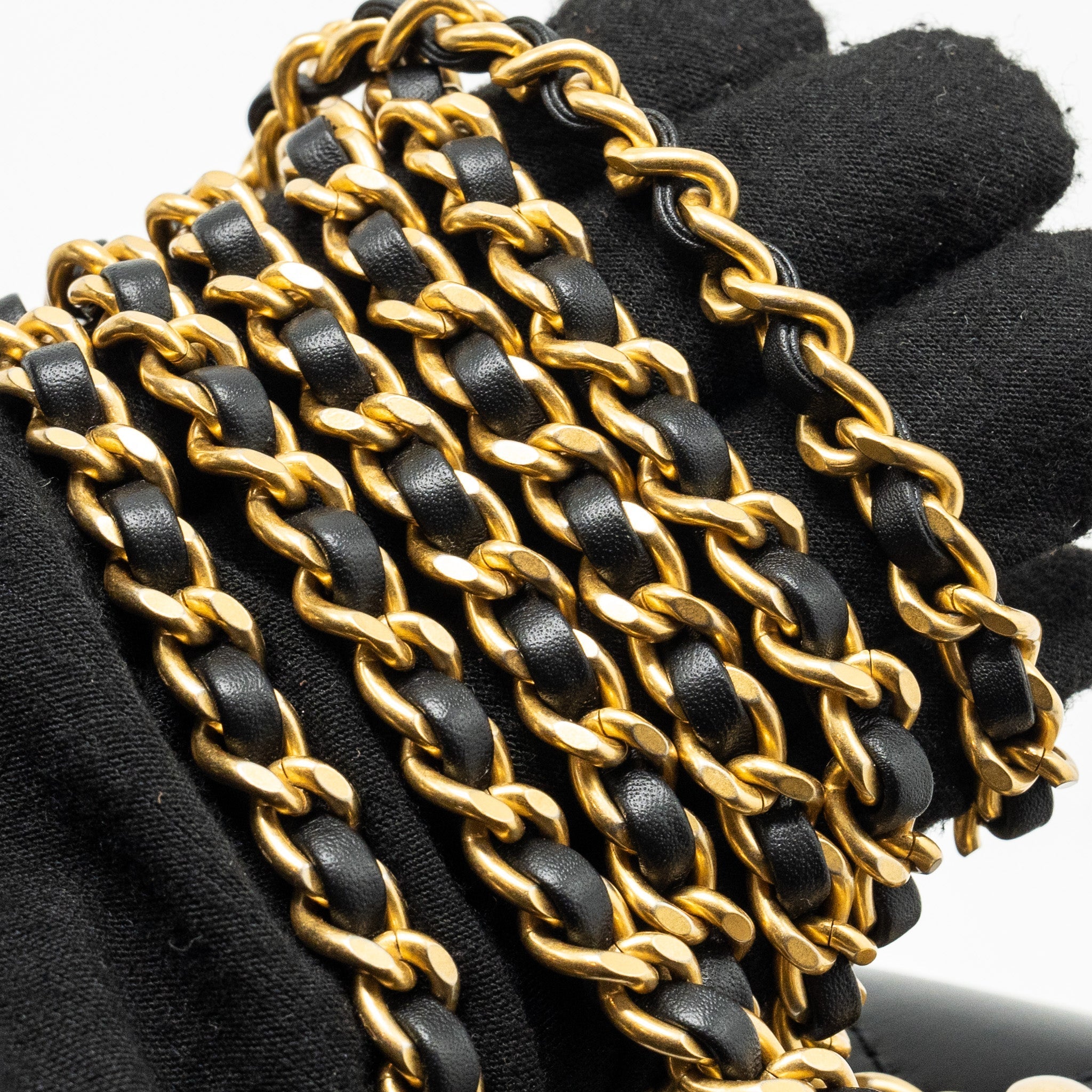 CHANEL 24C GOLD CRUSH MINI FLAP BAG CALFSKIN BLACK GHW (MICROCHIP)