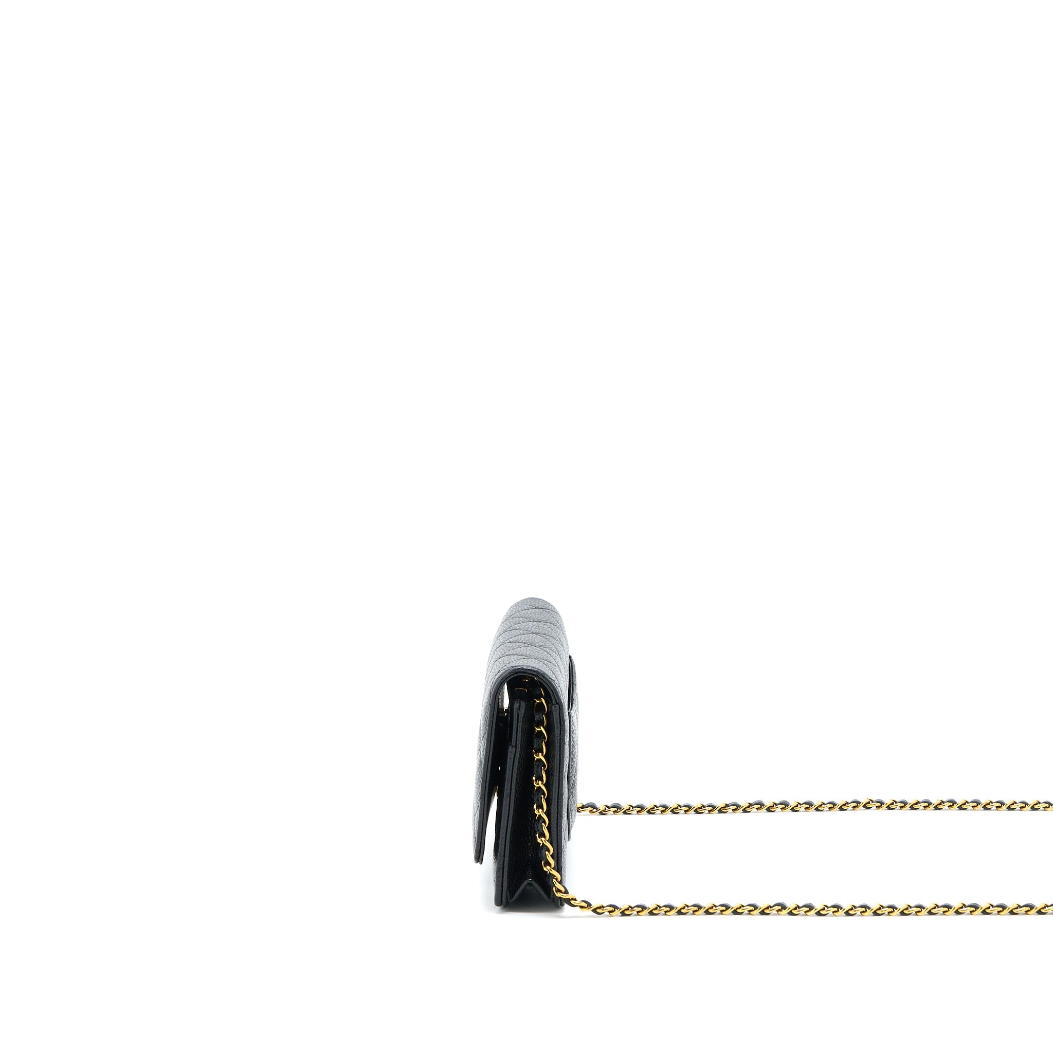 CHANEL CLASSIC WALLET ON CHAIN CAVIAR BLACK GHW (MICROCHIP)