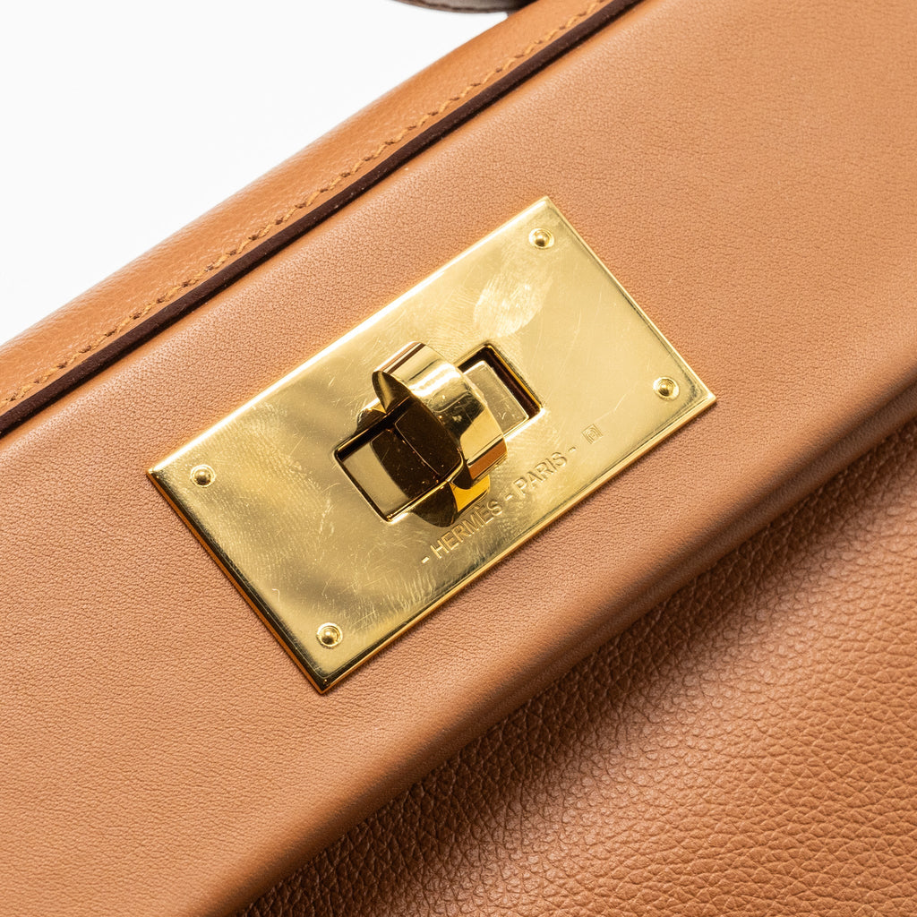 HERMES MINI 24/24 2424-21 BAG EVERCOLOR/ SWIFT GOLD GHW