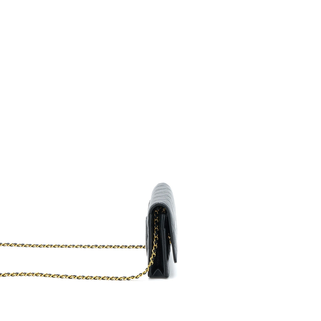 CHANEL CLASSIC WALLET ON CHAIN CAVIAR BLACK GHW (MICROCHIP)