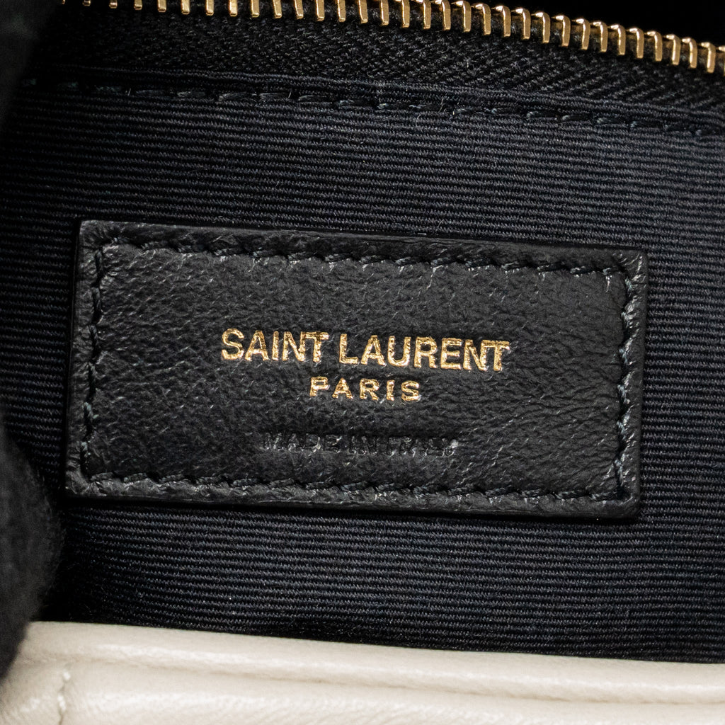 SAINT LAURENT/YSL SMALL LOULOU PUFFER SHOULDER BAG LAMBSKIN BLANC VINTAGE GHW