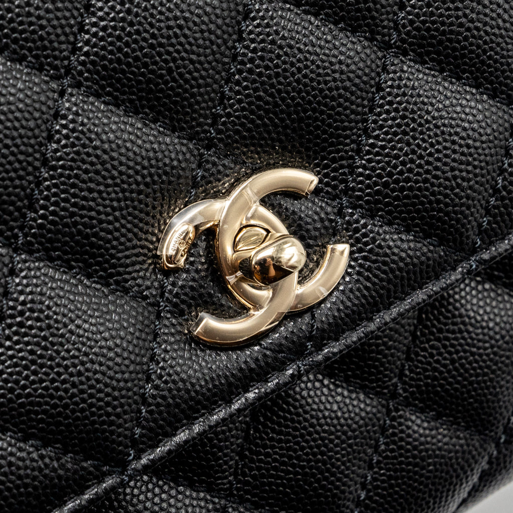 CHANEL SMALL COCO HANDLE CAVIAR BLACK LGHW (MICROCHIP)