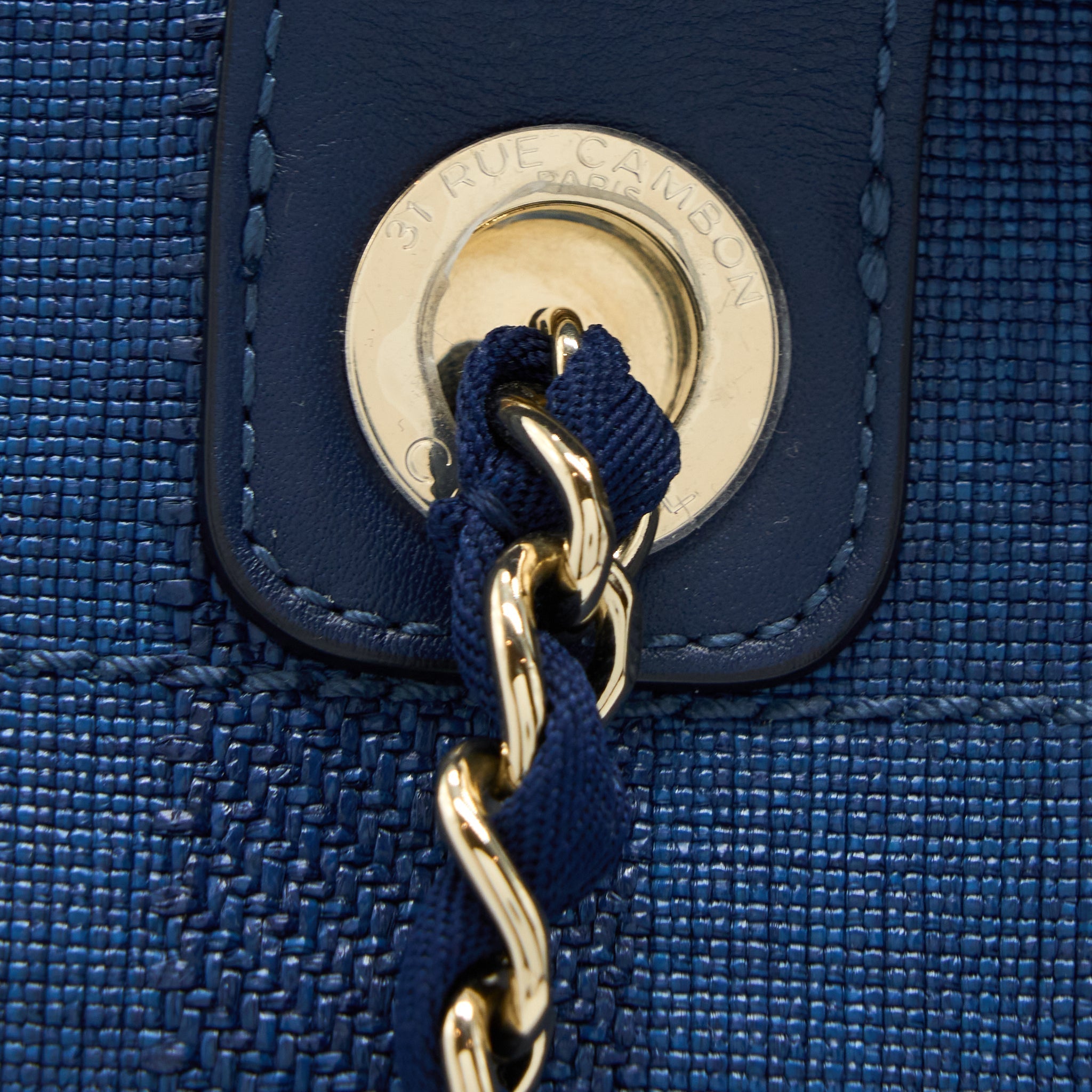 CHANEL DEAUVILLE TOTE BAG CANVAS DARK BLUE LGHW