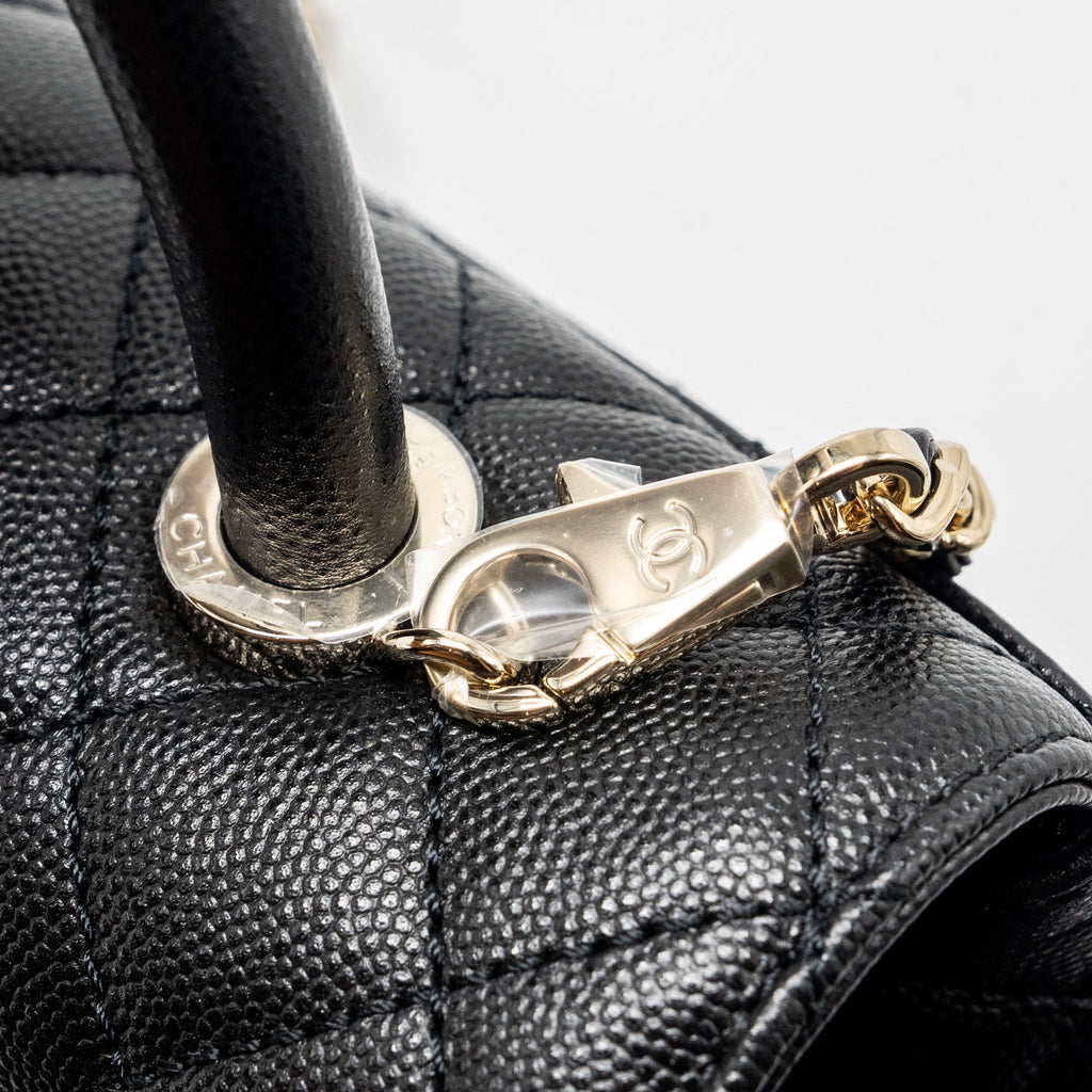 CHANEL SMALL COCO HANDLE CAVIAR BLACK LGHW (MICROCHIP)
