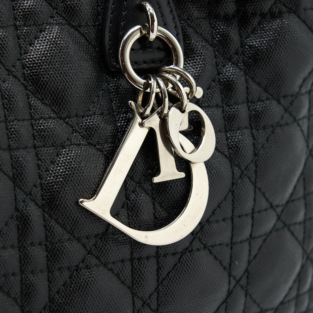 DIOR LADY DIOR TOTE BAG CANVAS BLACK SHW