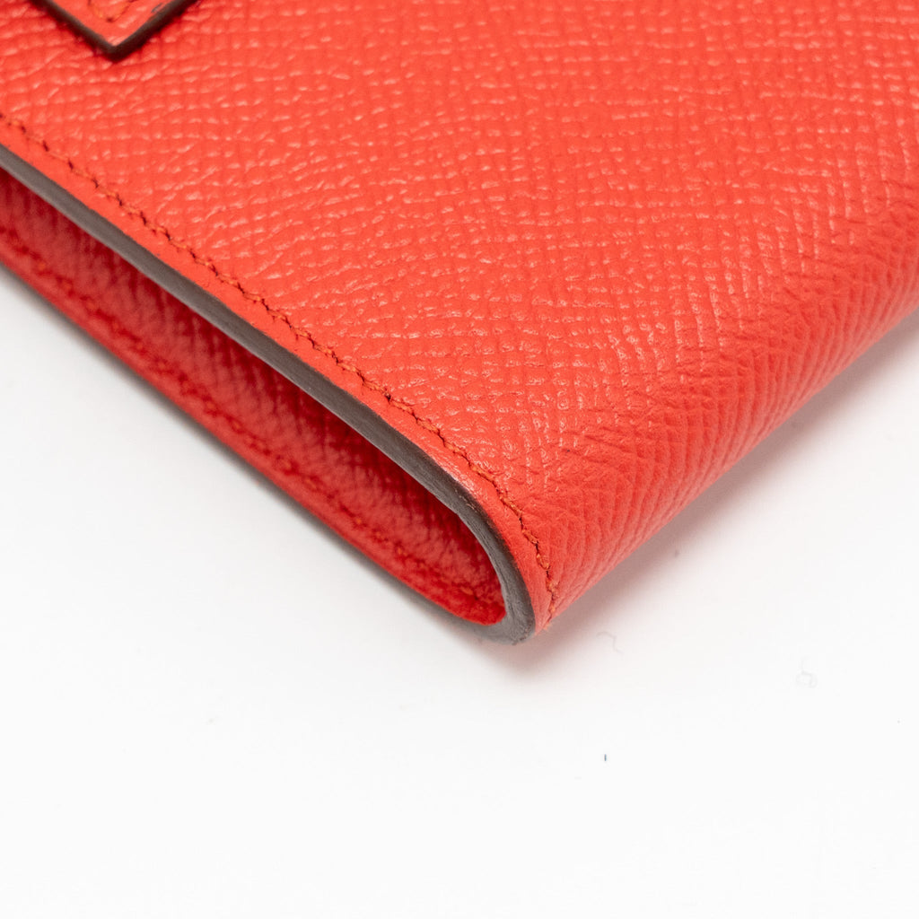 HERMES KELLY LONG WALLET EPSOM ROUGE TOMATE GHW
