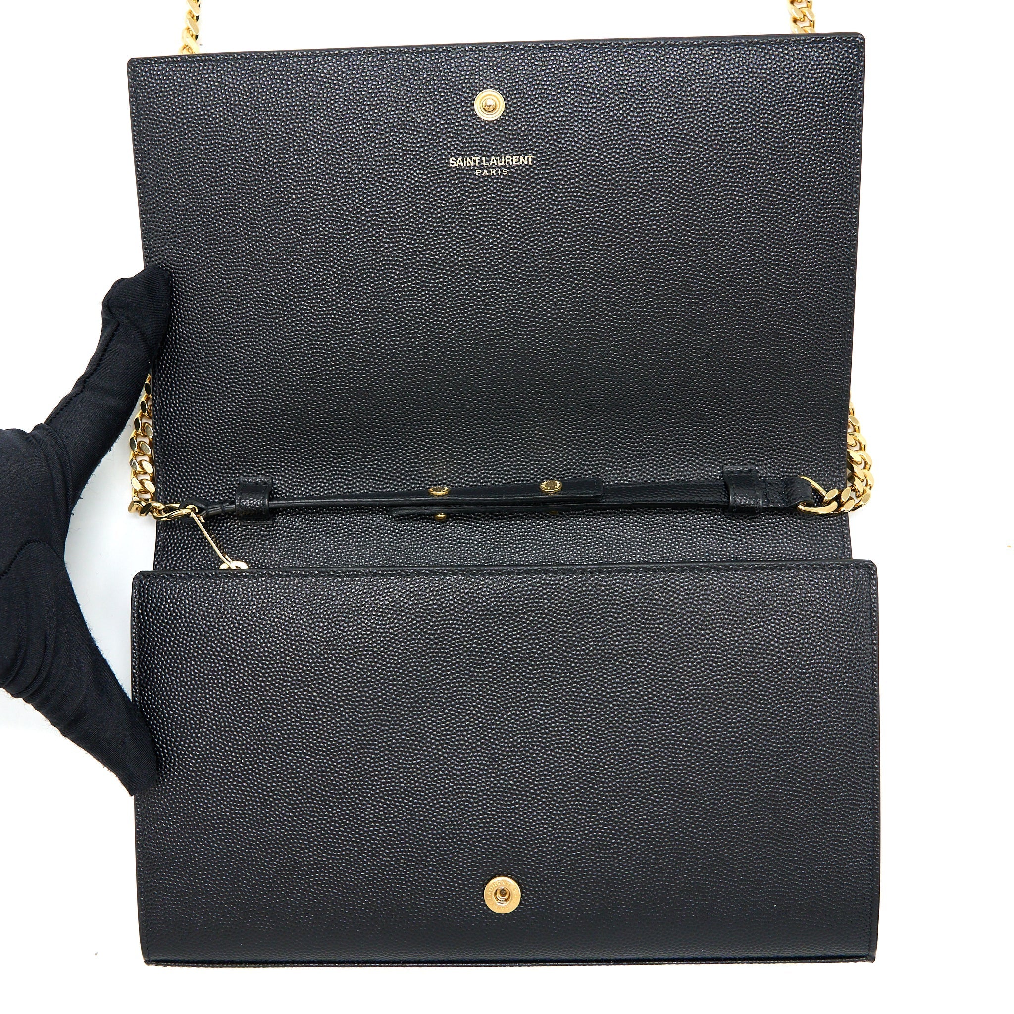 SAINT LAURENT / YSL KATE BAG GRAINED CALFSKIN BLACK GHW