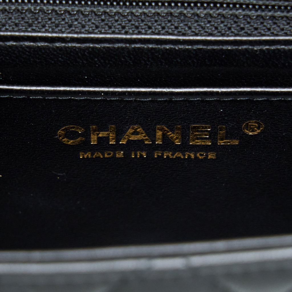 CHANEL CLASSIC MINI SQUARE FLAP BAG LAMBSKIN BLACK LGHW (MICROCHIP)