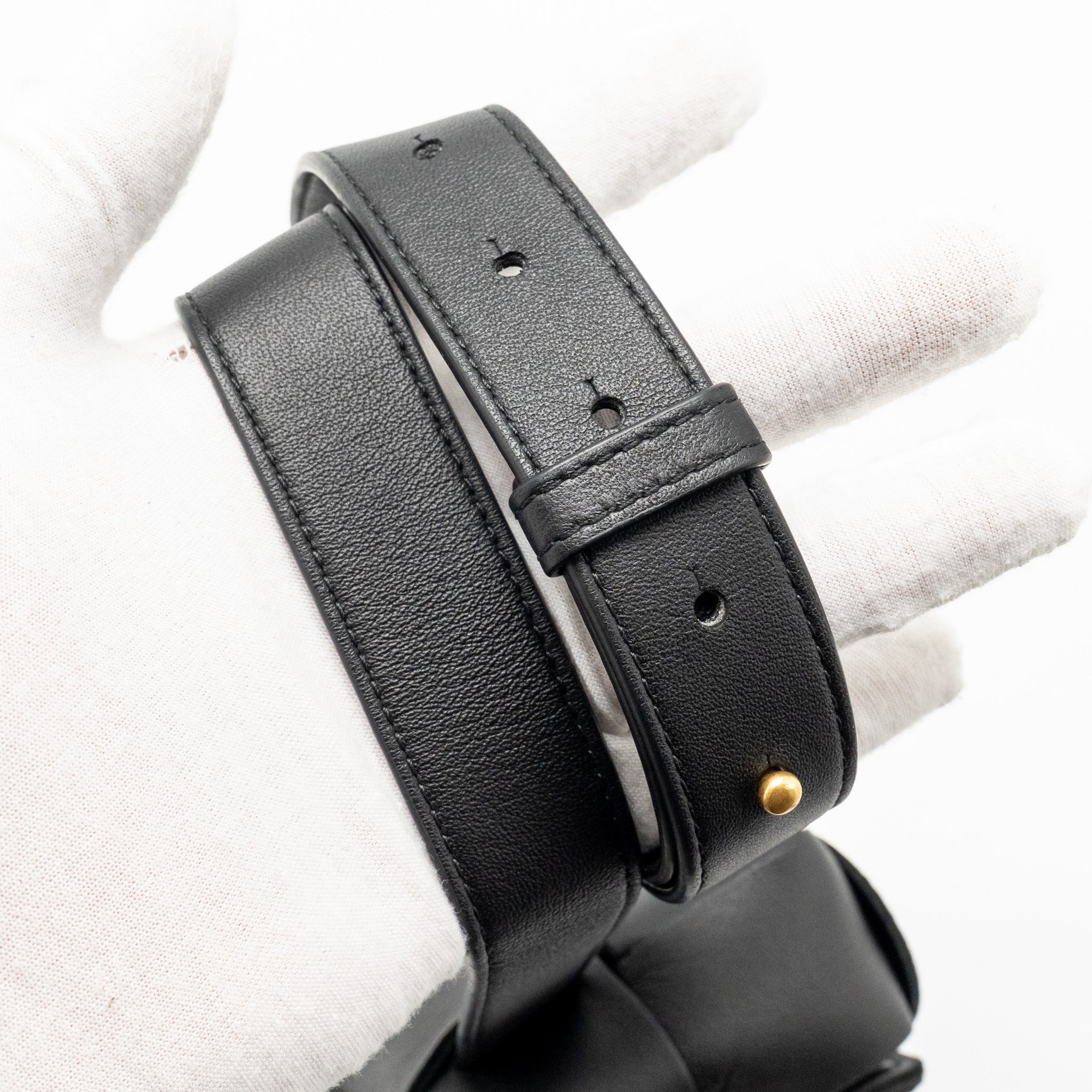 BOTTEGA VENETA CASSETTE BELT BAG LAMBSKIN BLACK GHW