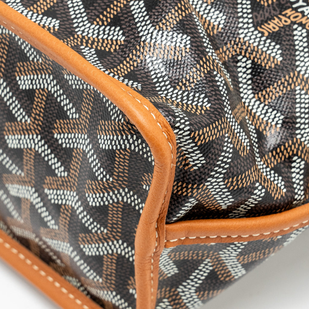 GOYARD MINI ANJOU TOTE BAG GOYARDLINE CANVAS / CALFSKIN BLACK/TAN SHW