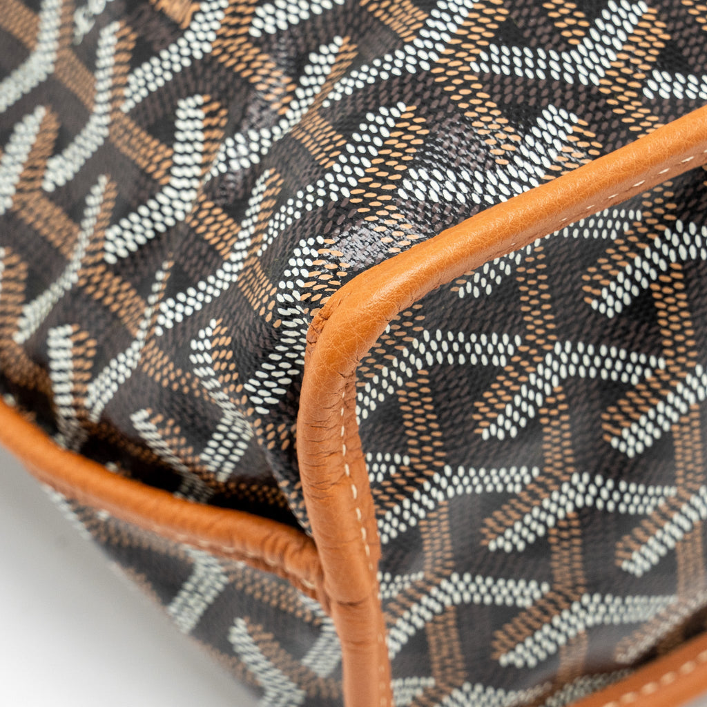 GOYARD MINI ANJOU TOTE BAG GOYARDLINE CANVAS / CALFSKIN BLACK/TAN SHW