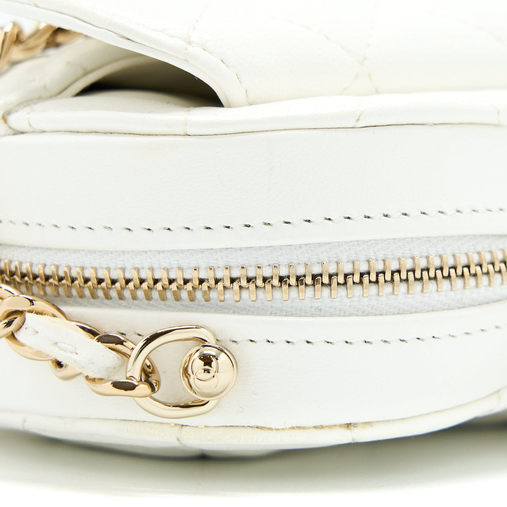 CHANEL SMALL HEART BAG LAMBSKIN WHITE LGHW