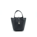 HERMES PICOTIN LOCK 18 TOUCH BAG CLEMENCE WITH ALLIGATOR HANDLE BLACK SHW