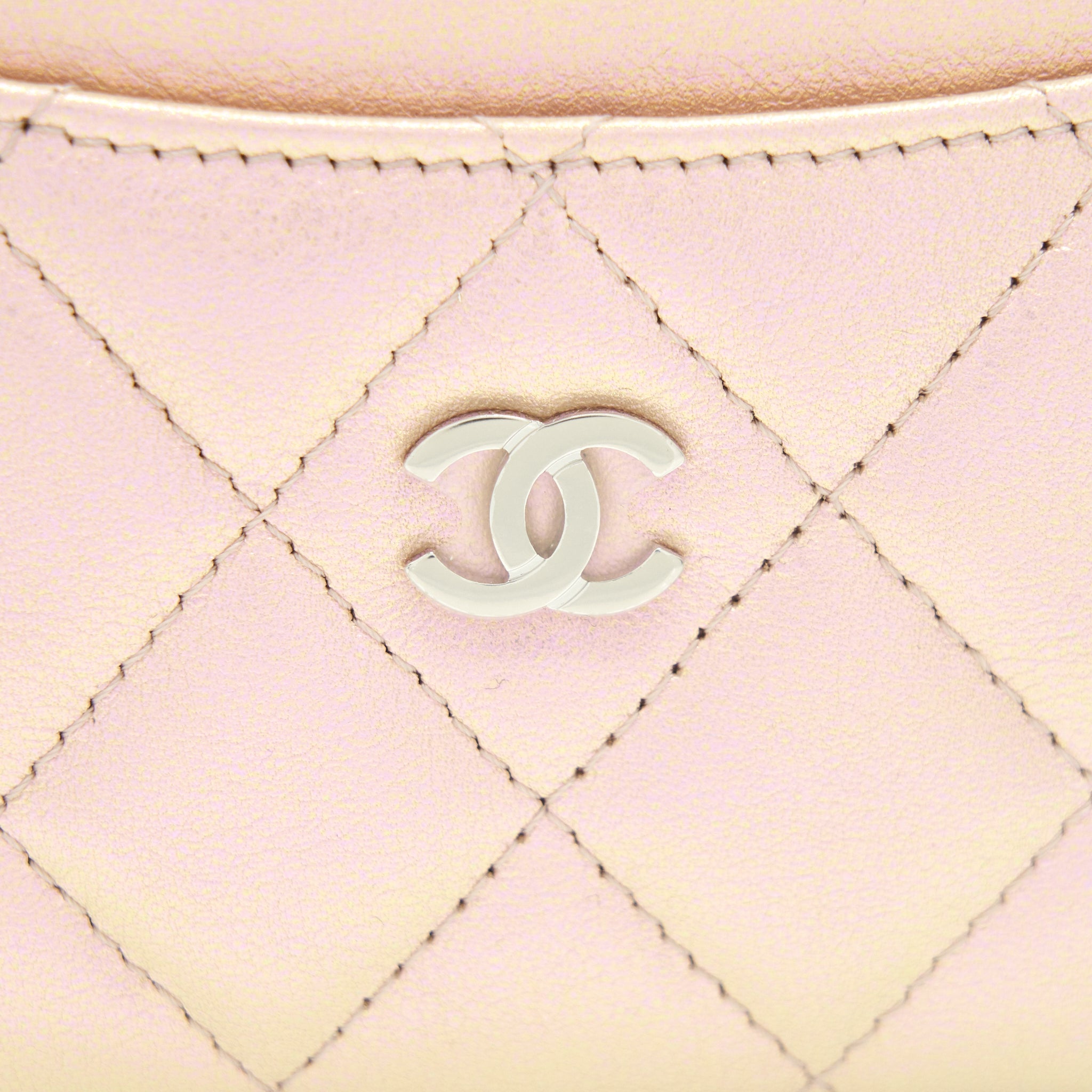 CHANEL 21K IRIDESCENT PINK FLAT CARD HOLDER