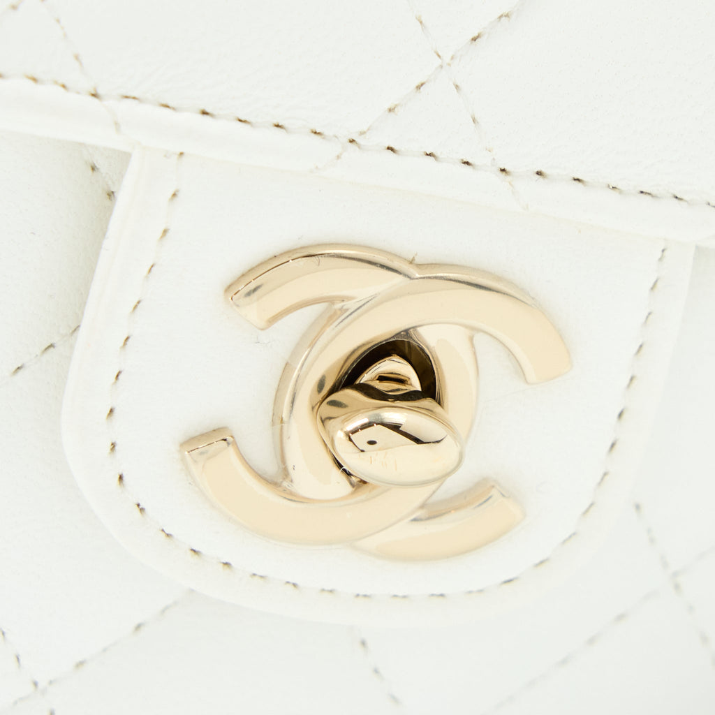 CHANEL SMALL HEART BAG LAMBSKIN WHITE LGHW