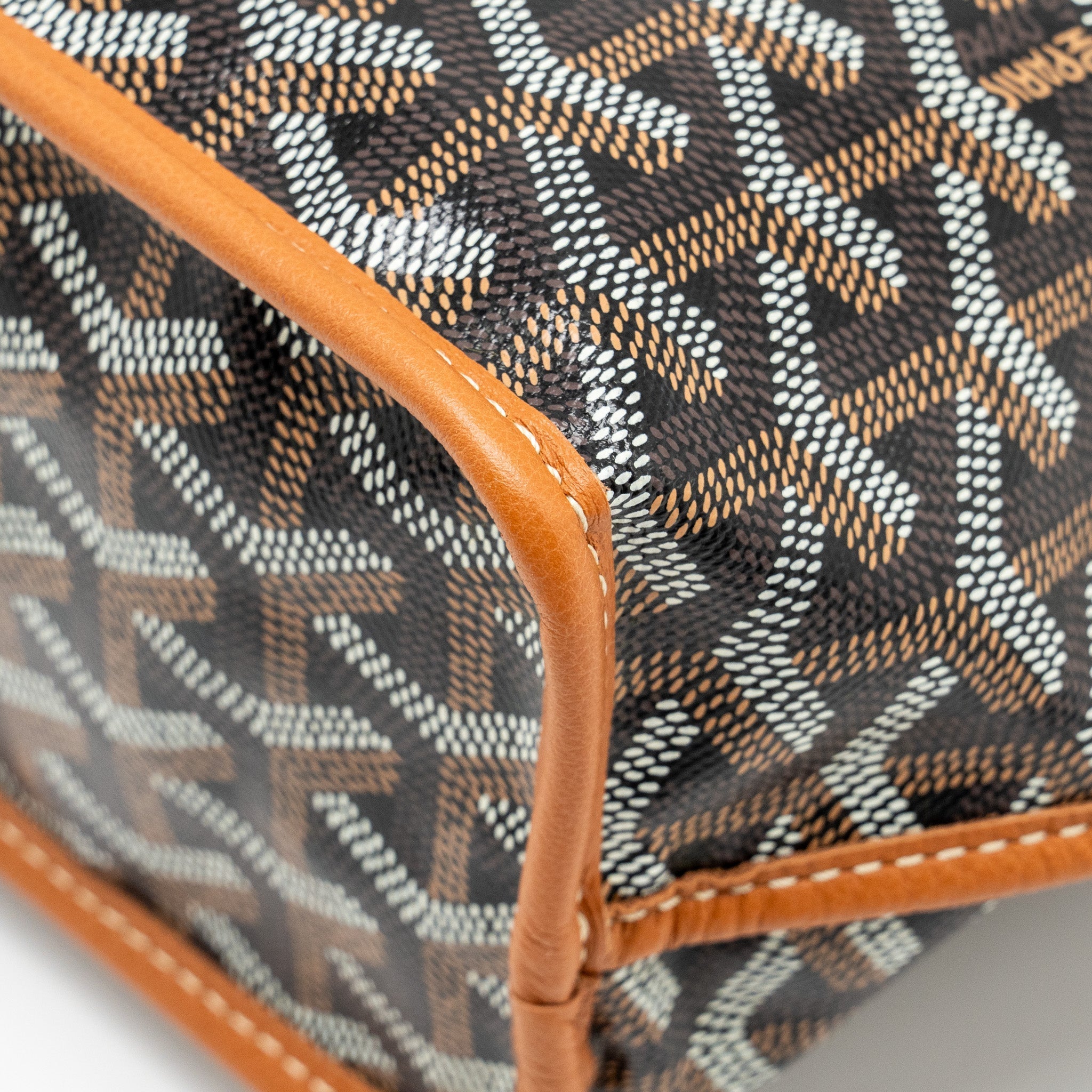 GOYARD MINI ANJOU TOTE BAG GOYARDLINE CANVAS / CALFSKIN BLACK/TAN SHW