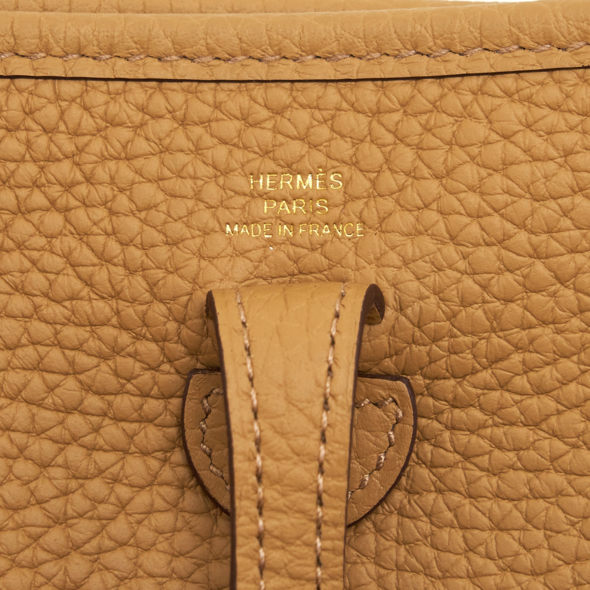HERMES MINI EVELYNE 16 CLEMENCE BISCUIT/ CAMEL GHW