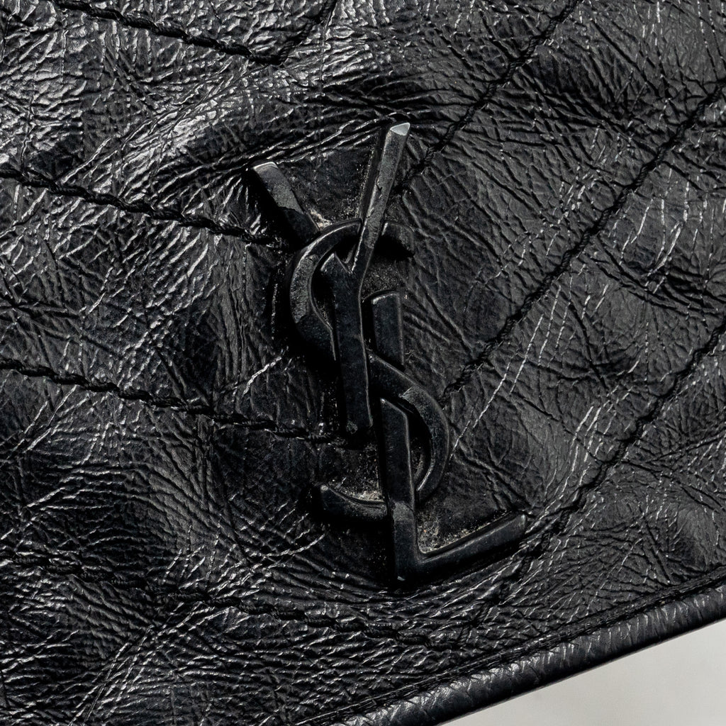 SAINT LAURENT / YSL NIKI CHAIN WALLET CRINKLED CALFSKIN BLACK SHW