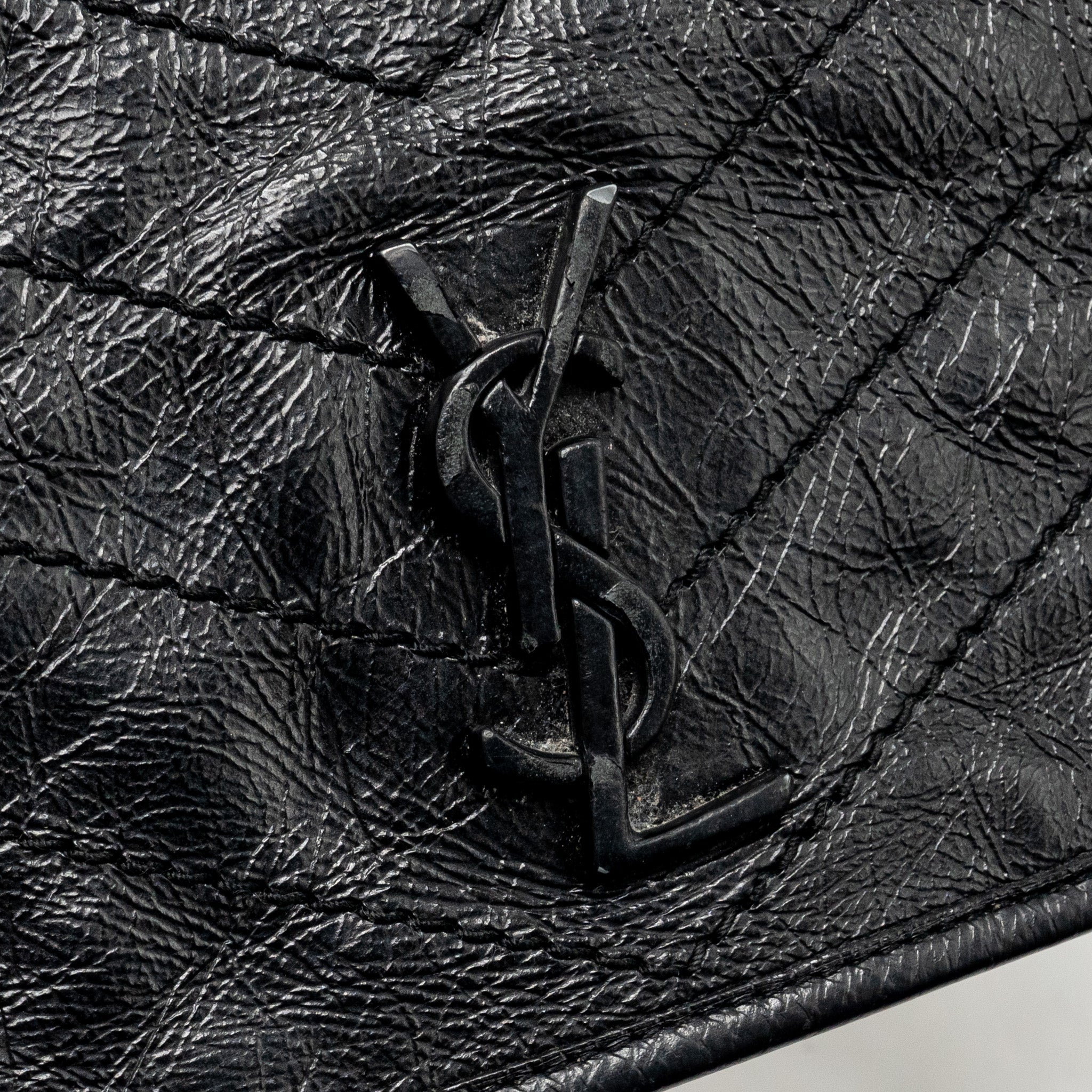 SAINT LAURENT / YSL NIKI CHAIN WALLET CRINKLED CALFSKIN BLACK SHW