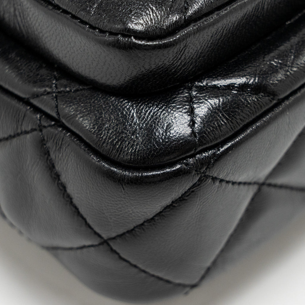 CHANEL DOUBLE POCKET TOP HANDLE MESSANGER BAG SHINY CALFSKIN BLACK GHW (MICROCHIP)