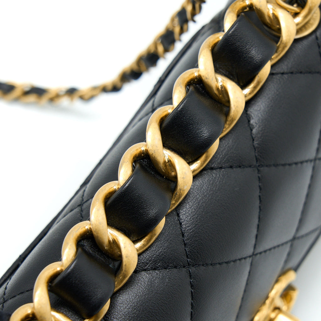 CHANEL 22S SEASONAL FLAP BAG CALFSKIN BLACK BRUSHED GHW