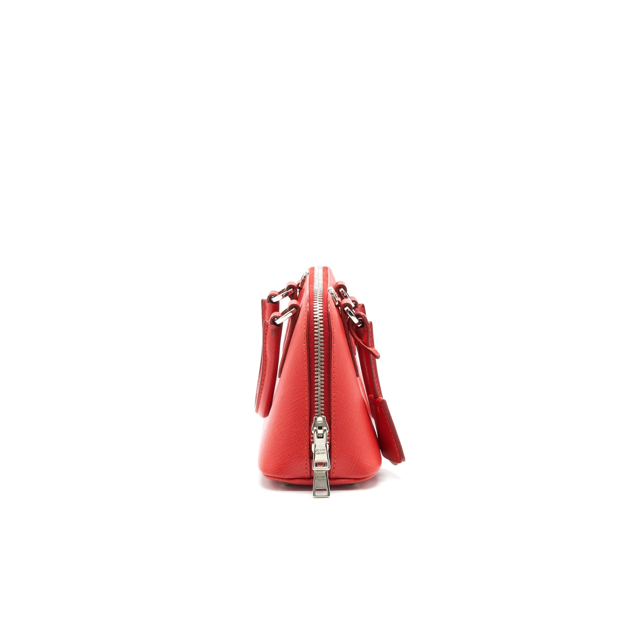 PRADA MINI PROMENADE SAFFIANO LUX LEATHER CROSSBODY BAG IN RED