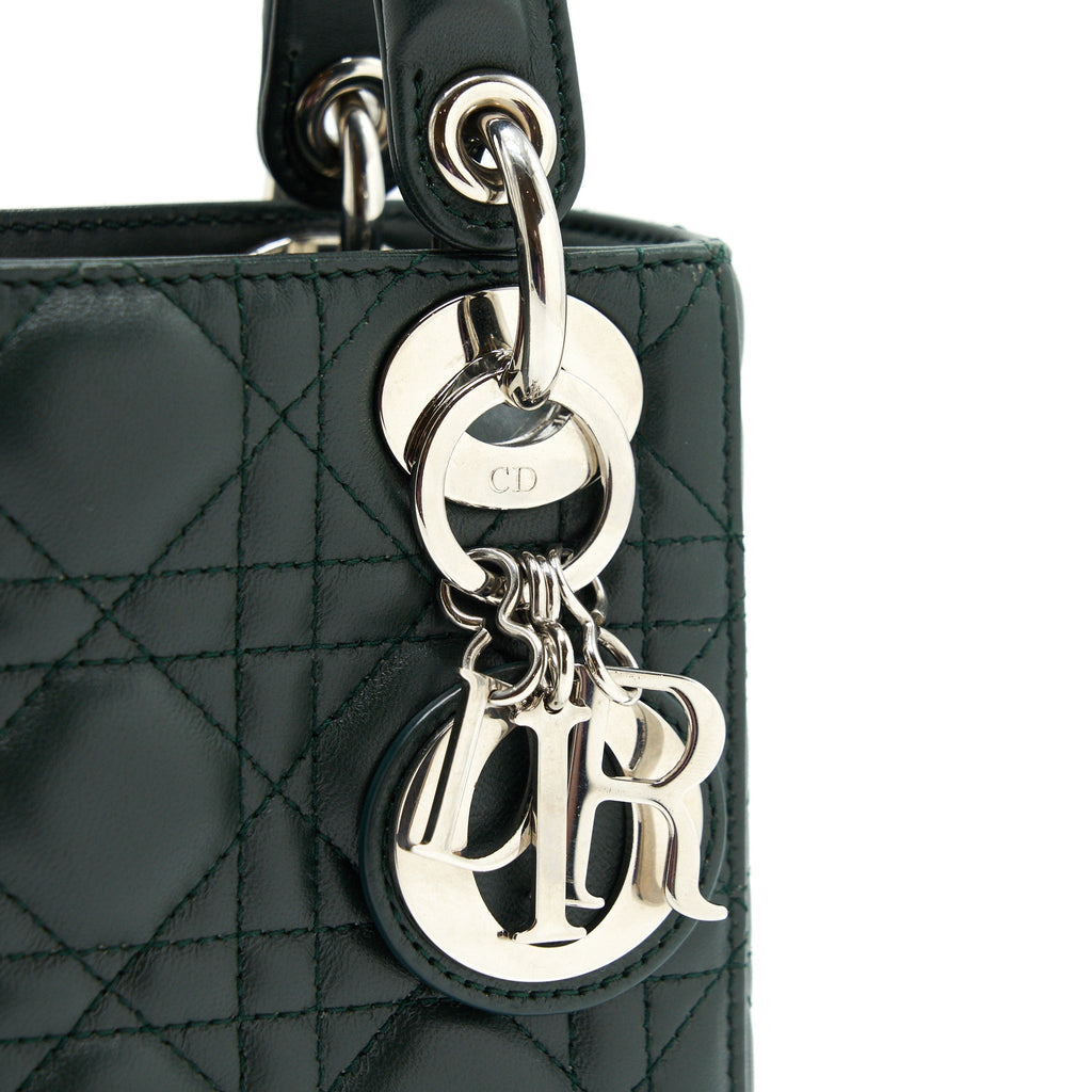 DIOR MINI LADY DIOR LAMBSKIN DARK GREEN SHW