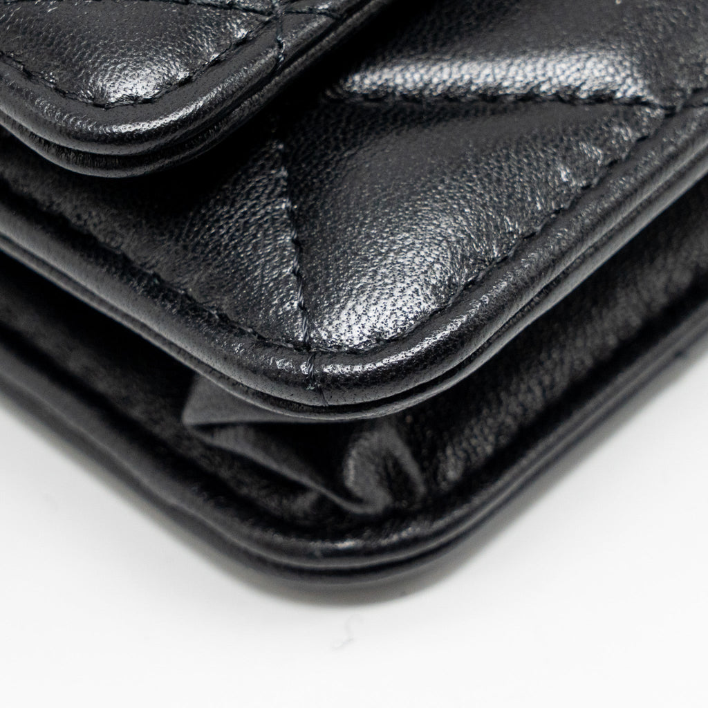 CHANEL 19 WALLET ON CHAIN LAMBSKIN BLACK MULTICOLOUR HARDWARE